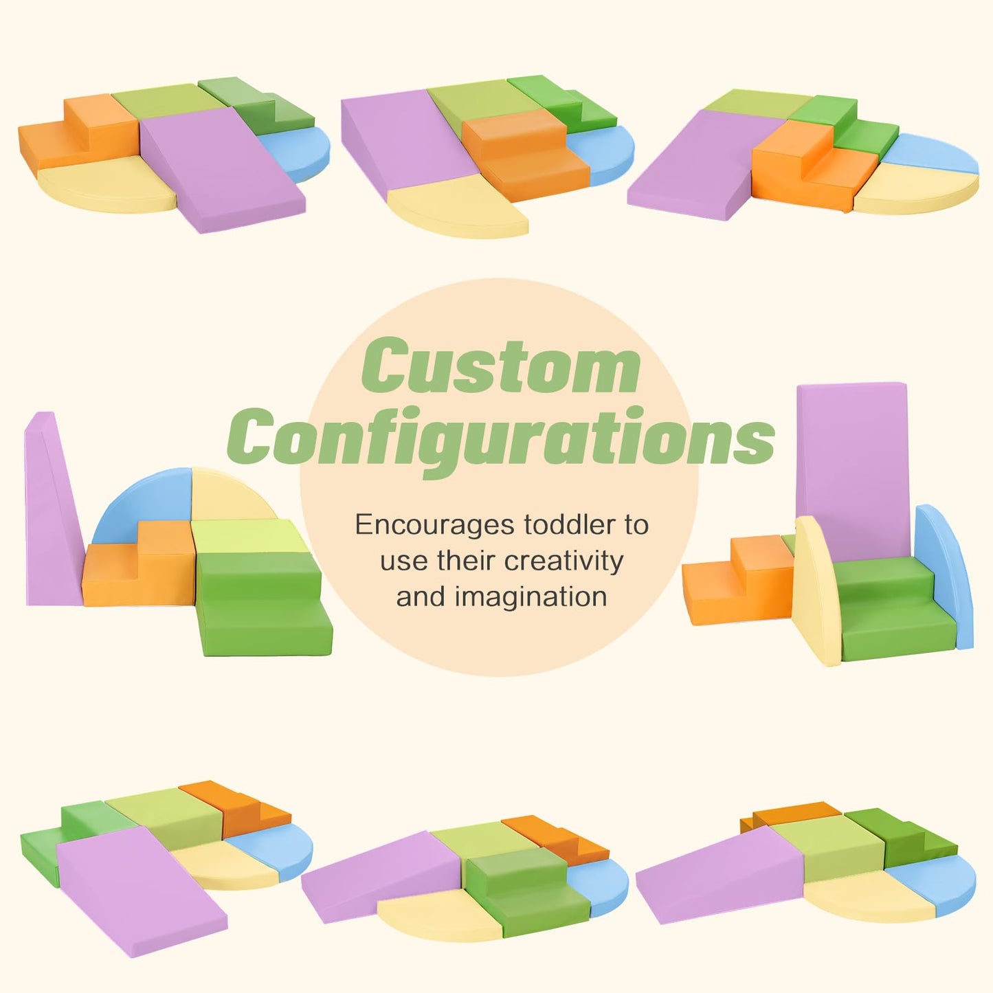 TODIBY 6-Piece Foam Climbing Blocks for Toddlers – Soft Foam Playset with Colorful PU Leather