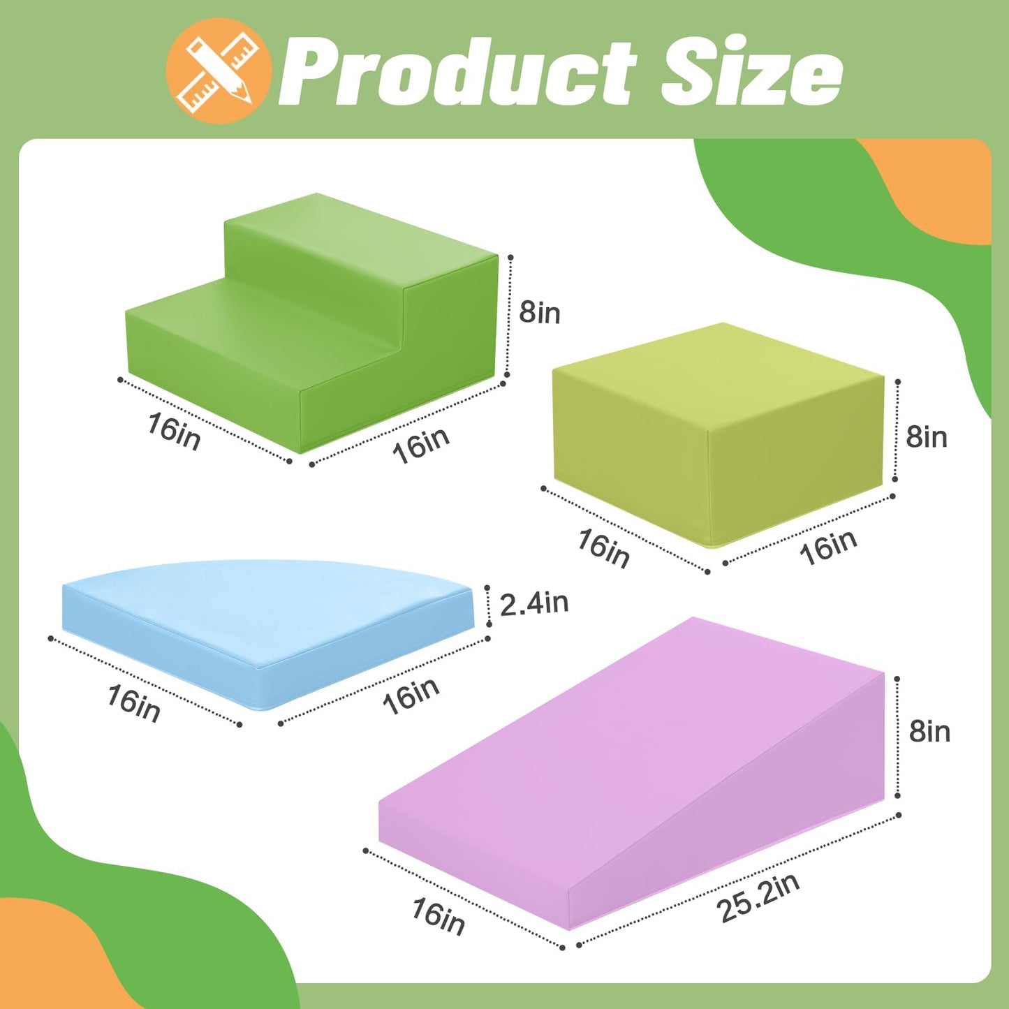 TODIBY 6-Piece Foam Climbing Blocks for Toddlers – Soft Foam Playset with Colorful PU Leather