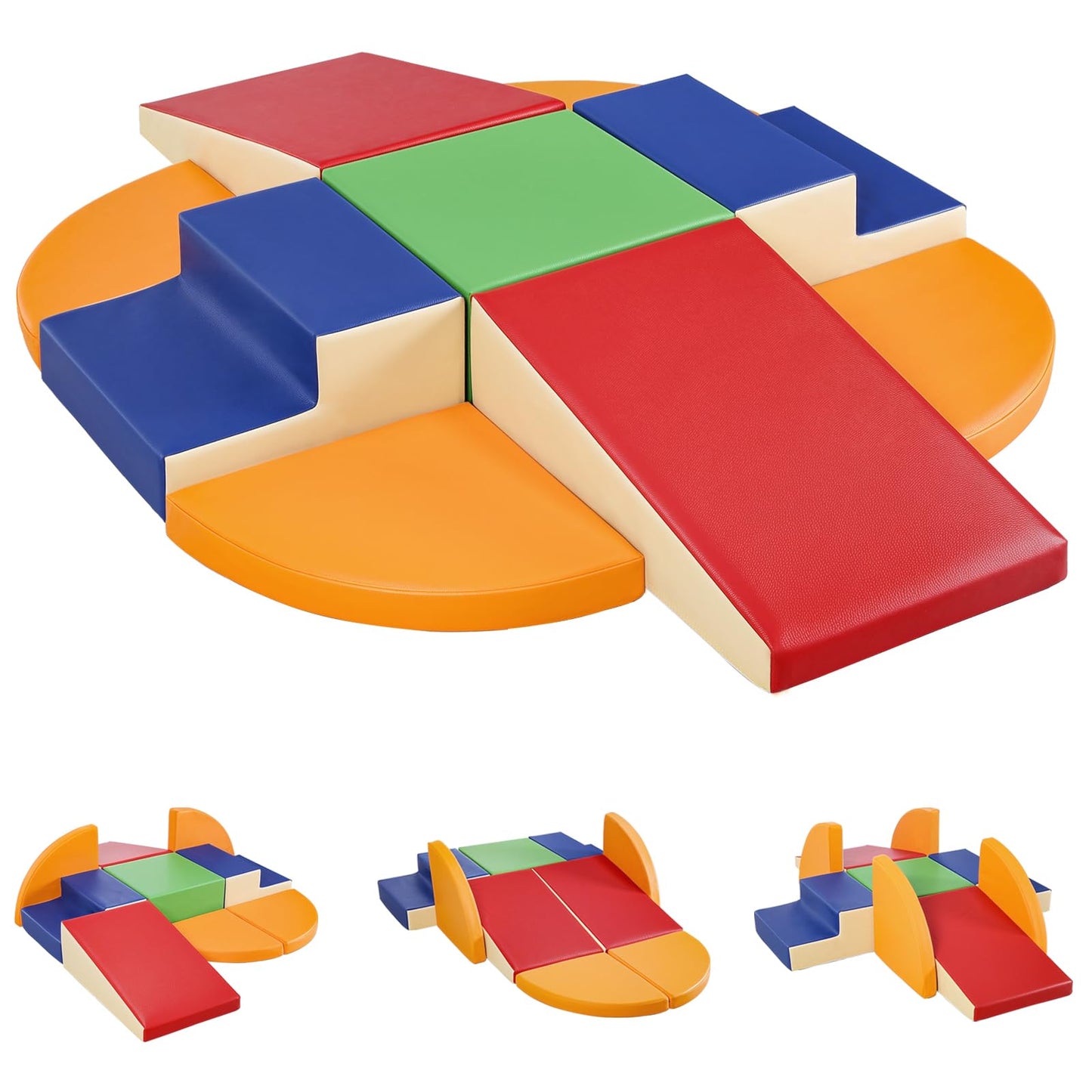 TODIBY 9-Piece Climbing Foam Blocks | Soft PU Leather Baby Climb & Crawl Activity Set