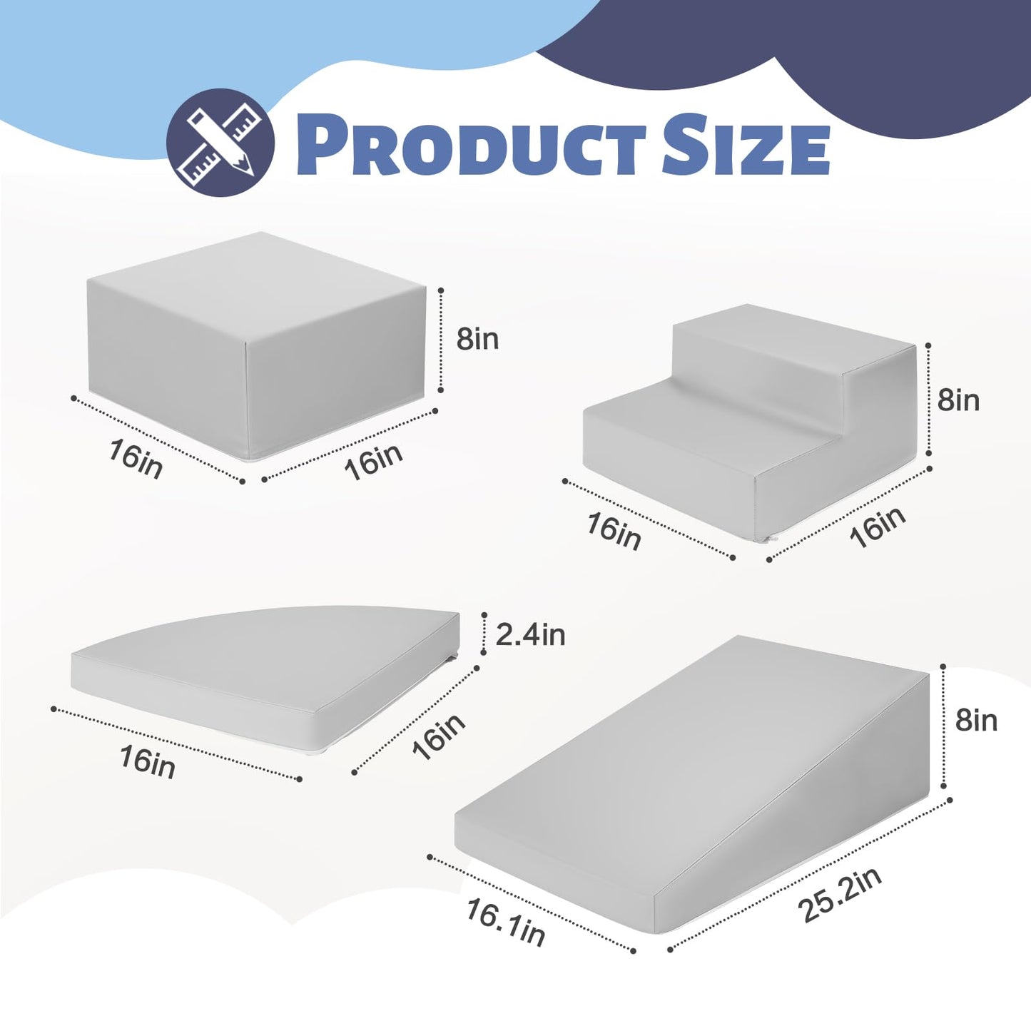 TODIBY 6-Piece Soft PU Leather Climbing Blocks for Toddlers – Indoor Foam Play Set