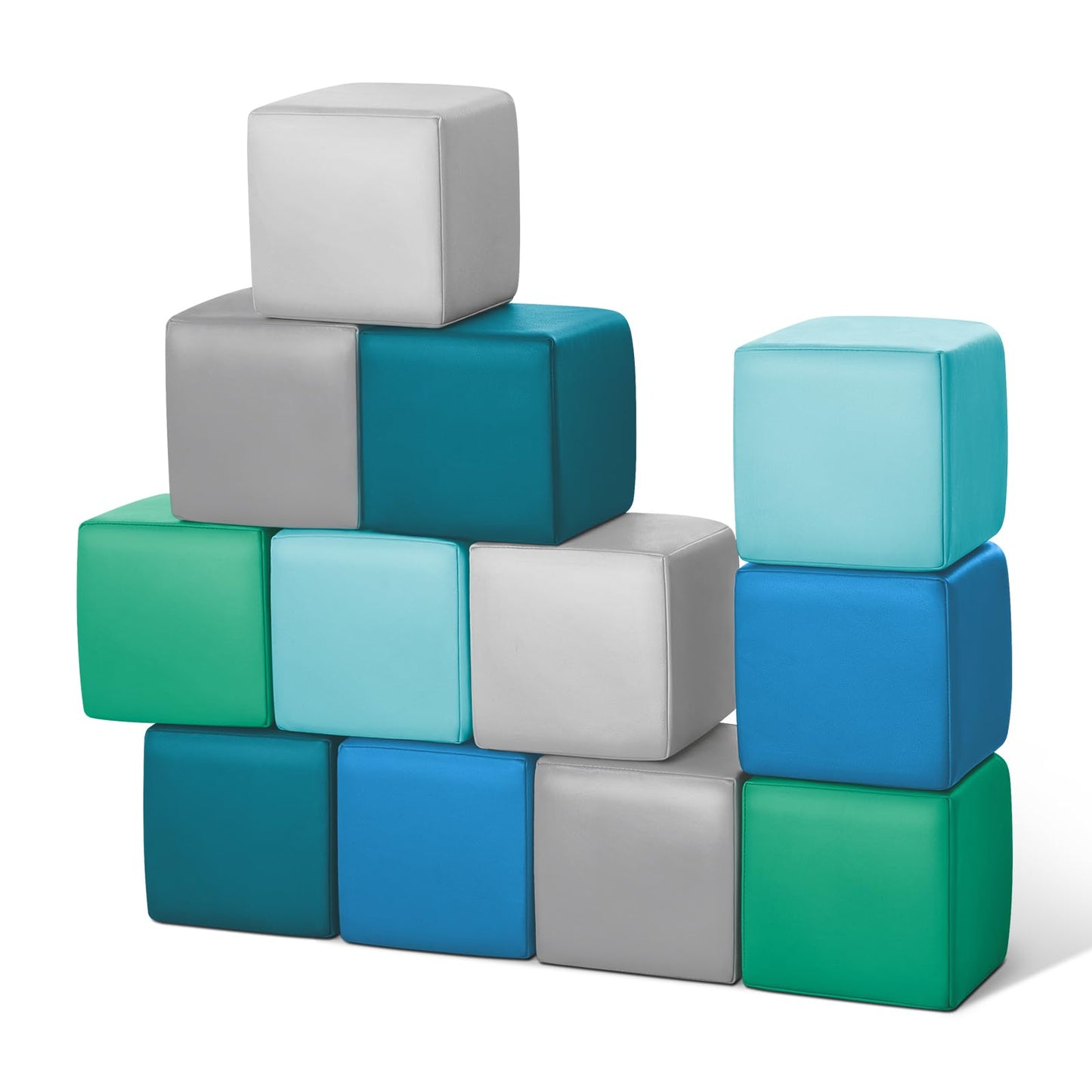 TODIBY Foam Building Blocks for Toddlers – 12-Piece Wipeable Leather Stacking Cubes