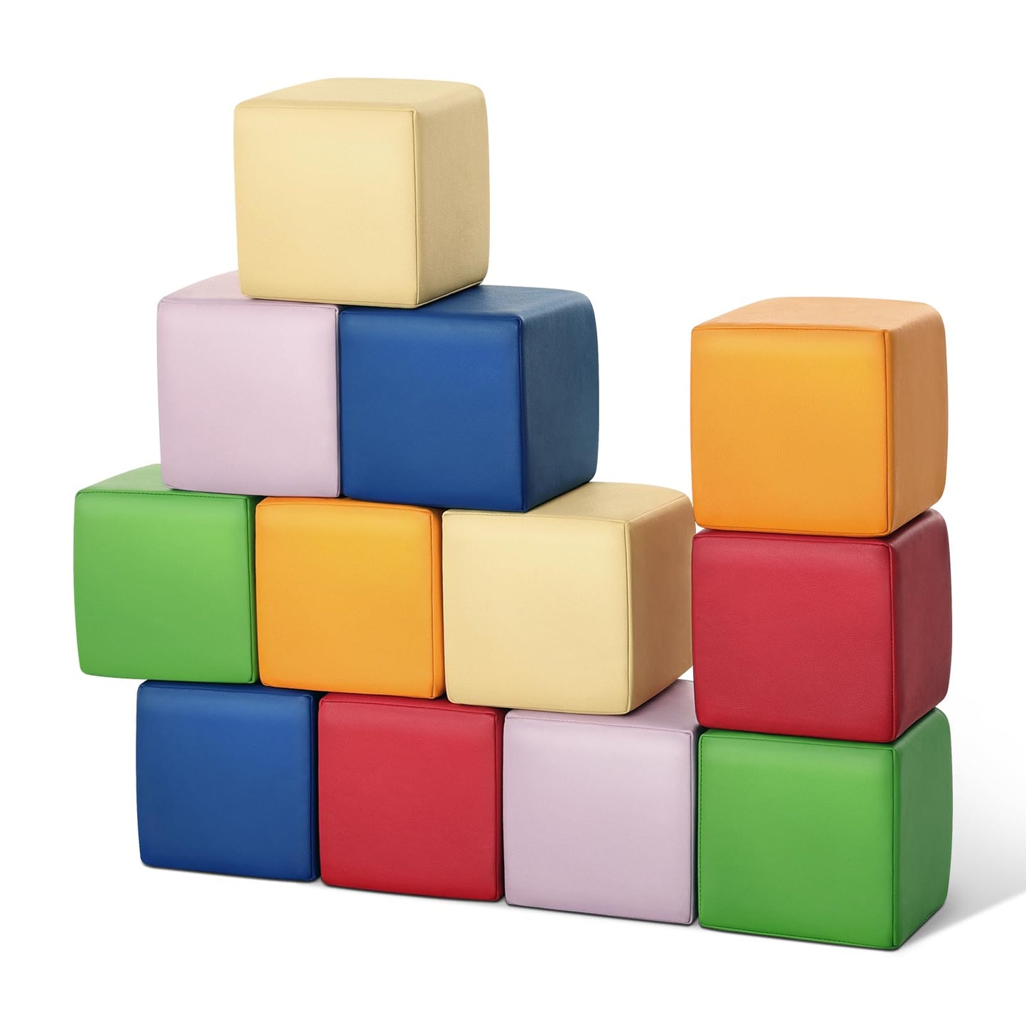 TODIBY Foam Building Blocks for Toddlers — 12 Large Wipeable Rainbow Blocks for Learning and Play