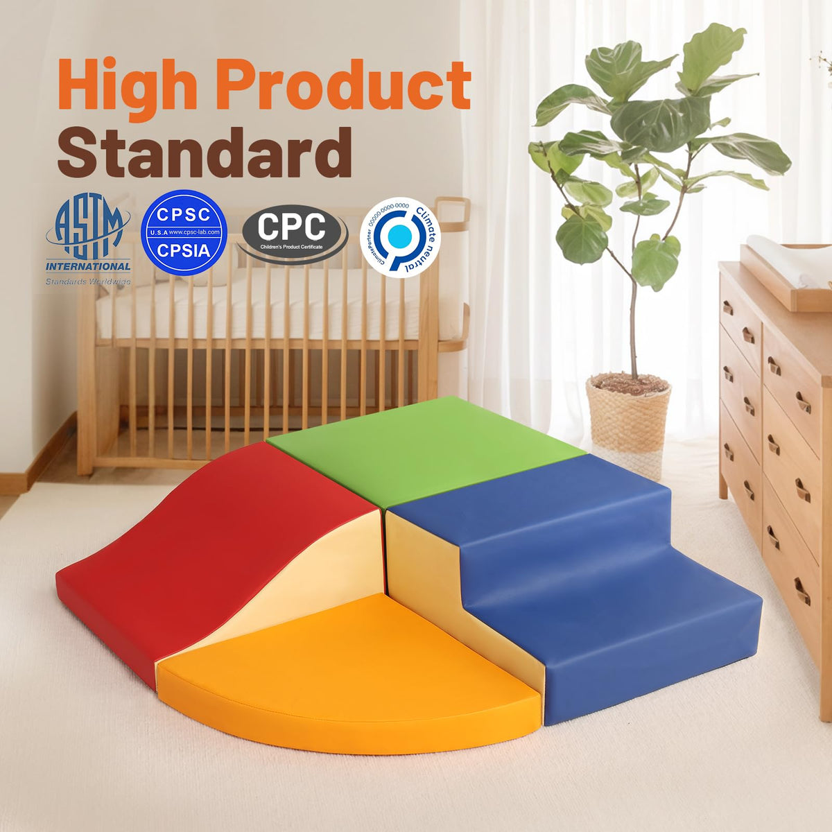 TODIBY 4-Piece Soft PU Leather Toddler Climbing Toy Set | Foam Play Blocks
