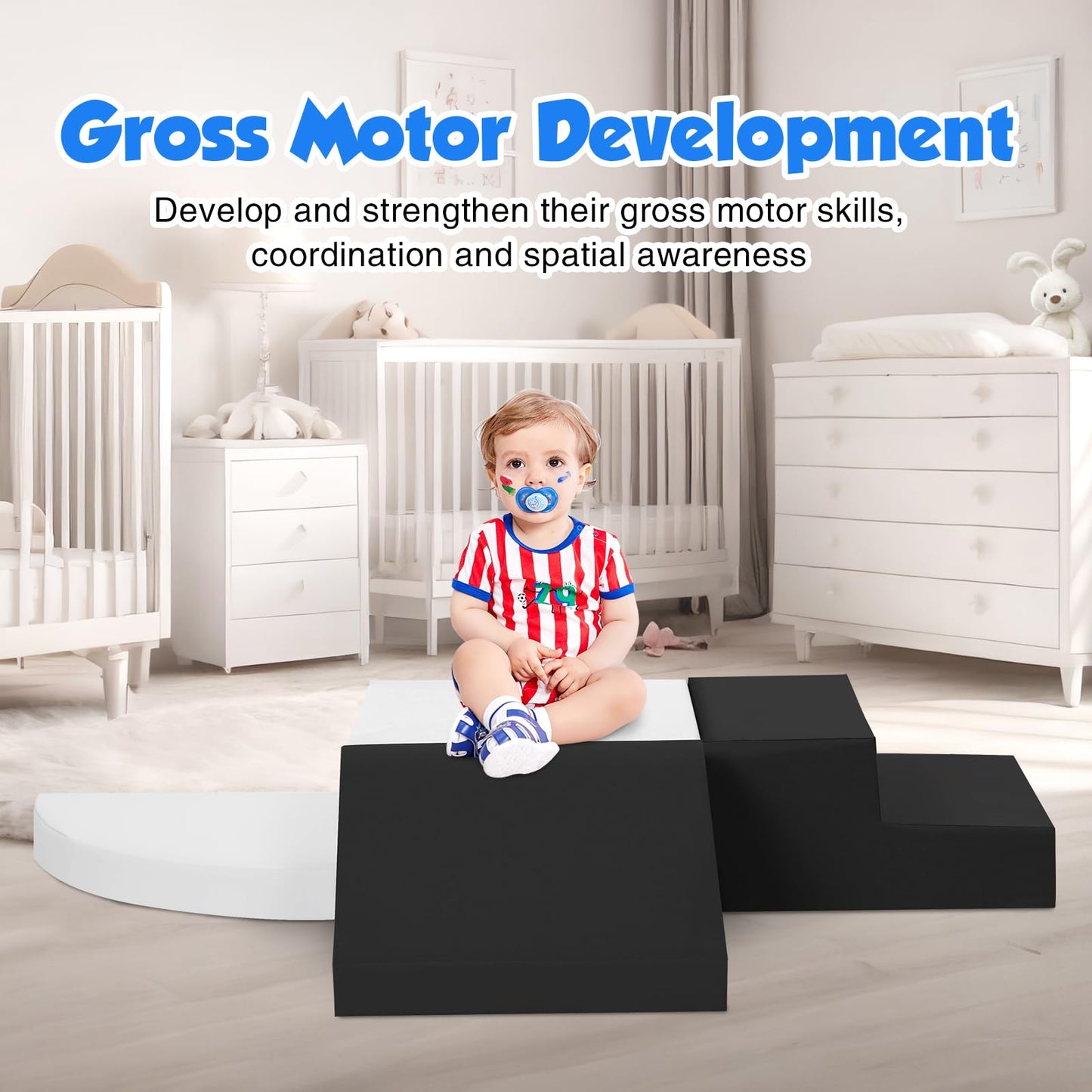 TODIBY 4-Piece Soft PU Leather Toddlers Climbing Toys – Indoor Foam Climbing Blocks