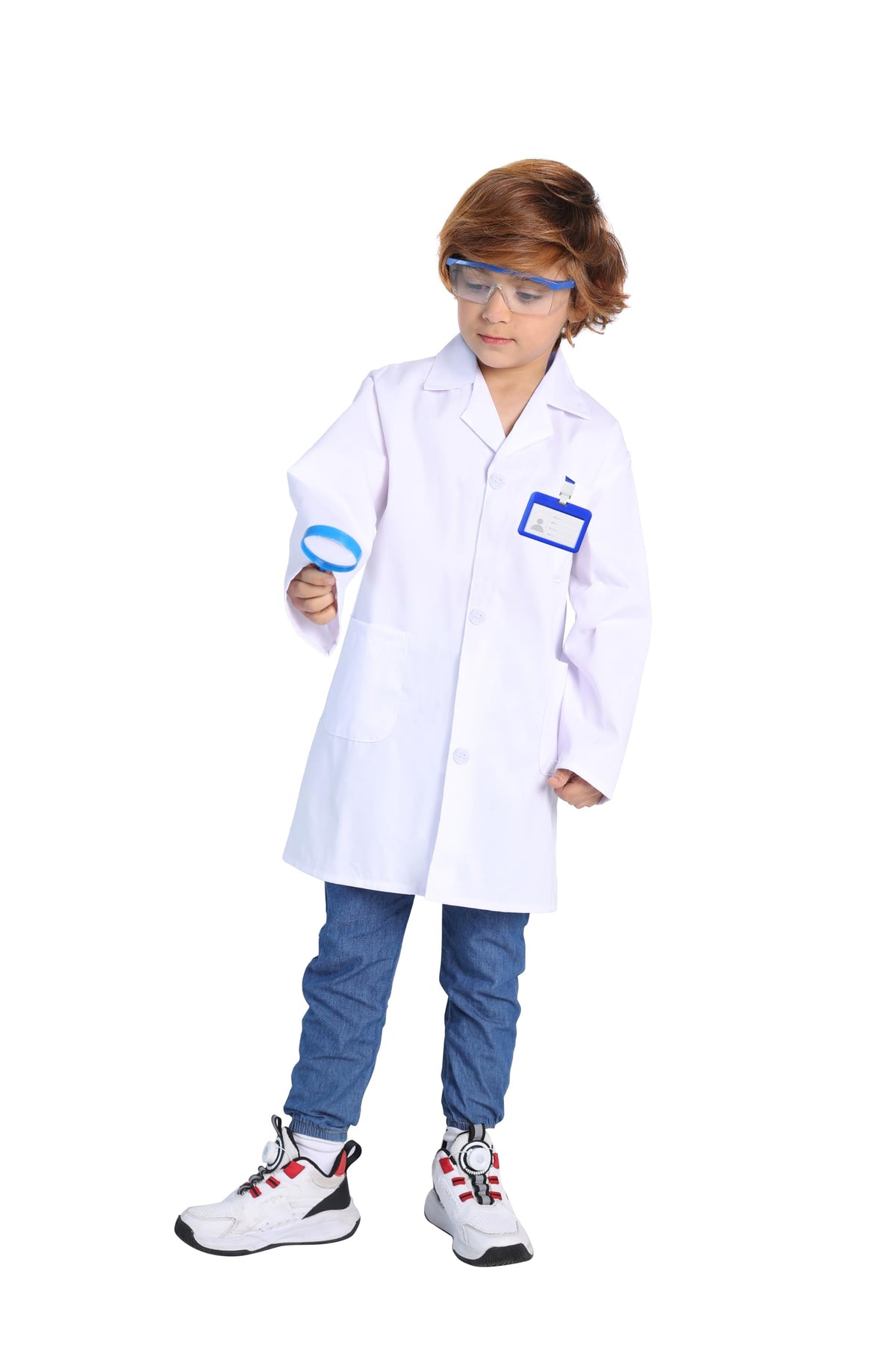 TOGROP 4Pcs Doctor Scientist Lab Costume for Kids – White Coat Dress-Up Set (3-4T)