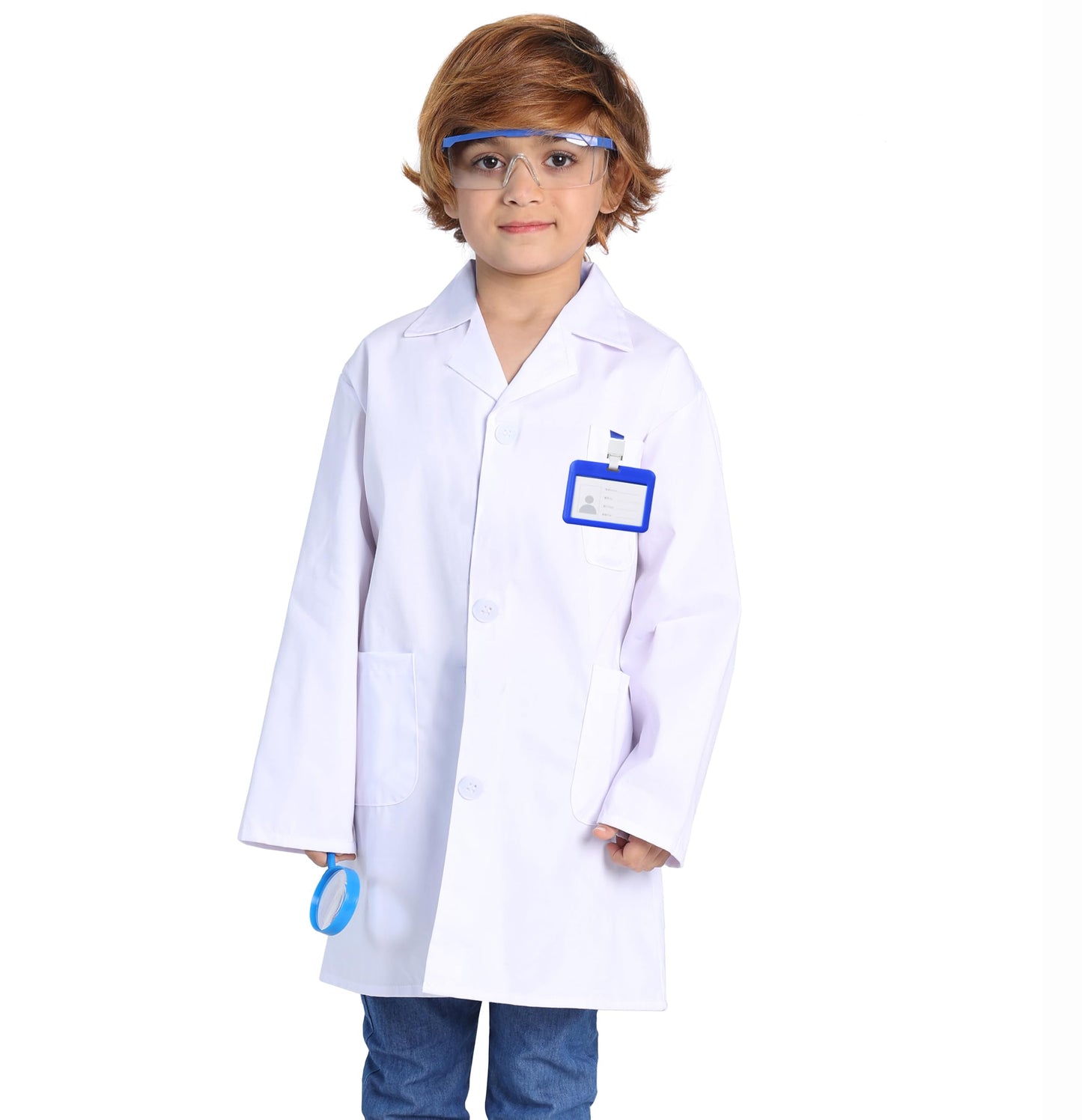 TOGROP 4Pcs Doctor Scientist Lab Costume for Kids – White Coat Dress-Up Set (3-4T)