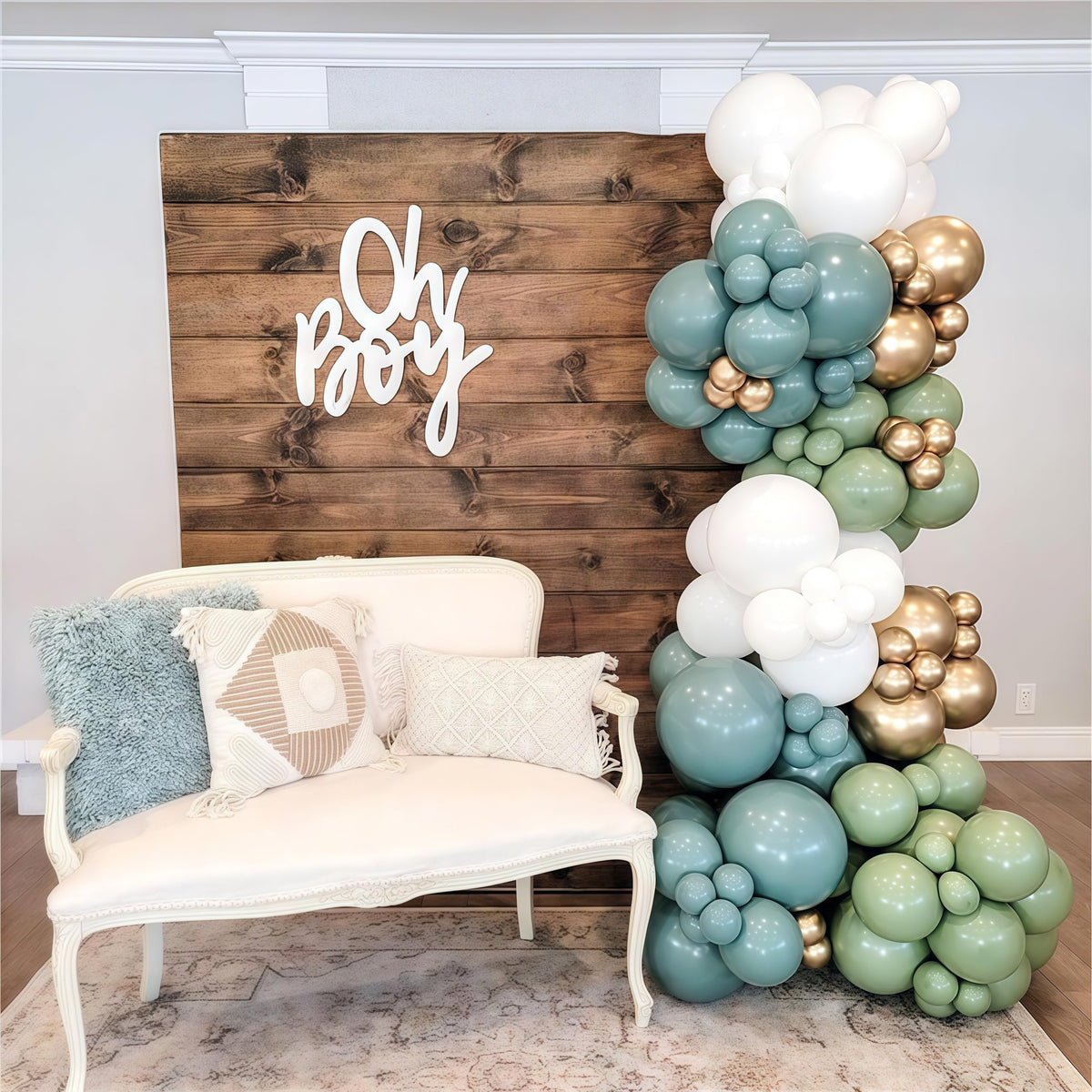 Togvu Dusty Sage Green & Slate Blue Gold Balloon Garland Kit – 107 Pcs for Boho Weddings & Parties