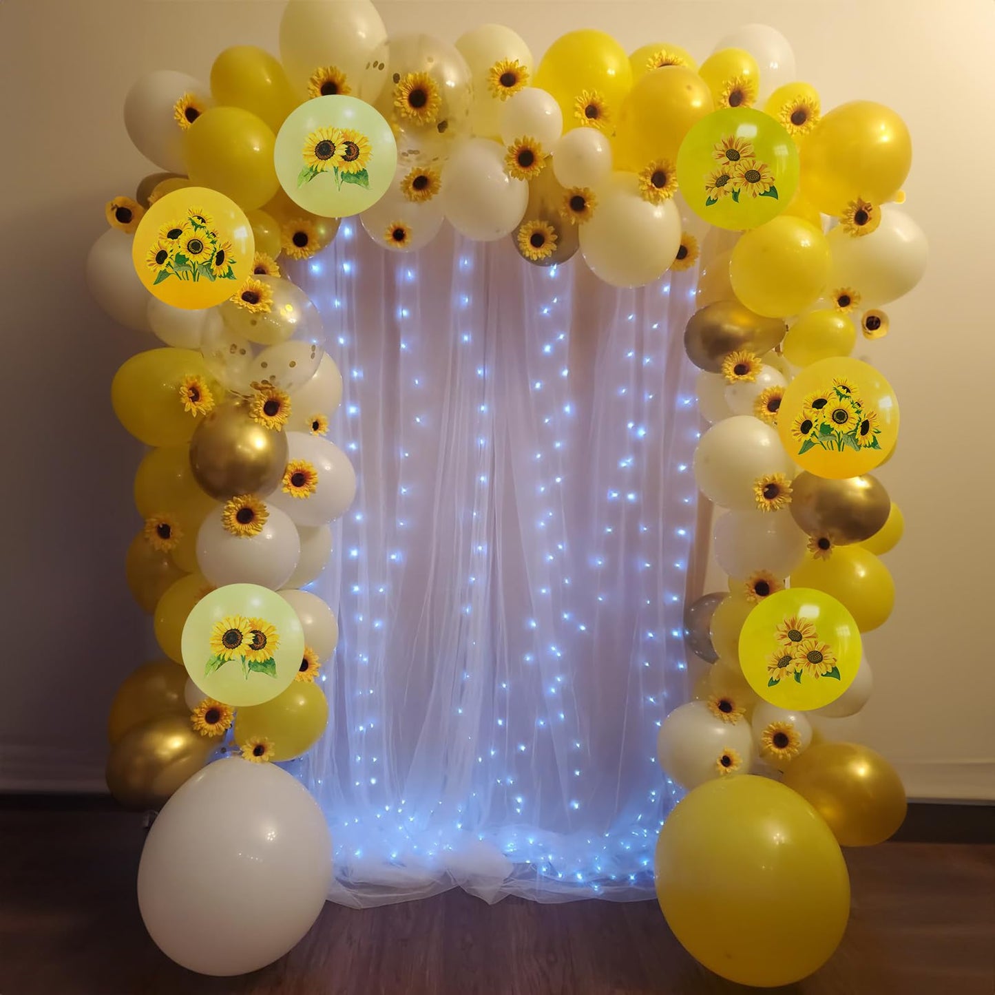 Togvu Sunflower Yellow Gold Balloons – 12in Bee Theme with Metallic Confetti