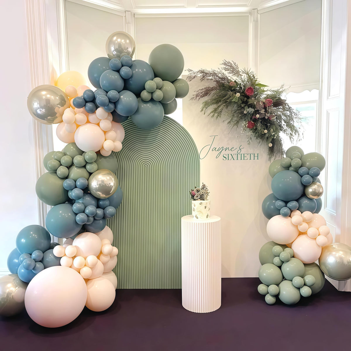 Togvu Dusty Sage Green & Slate Blue Gold Balloon Garland Kit – 107 Pcs for Boho Weddings & Parties