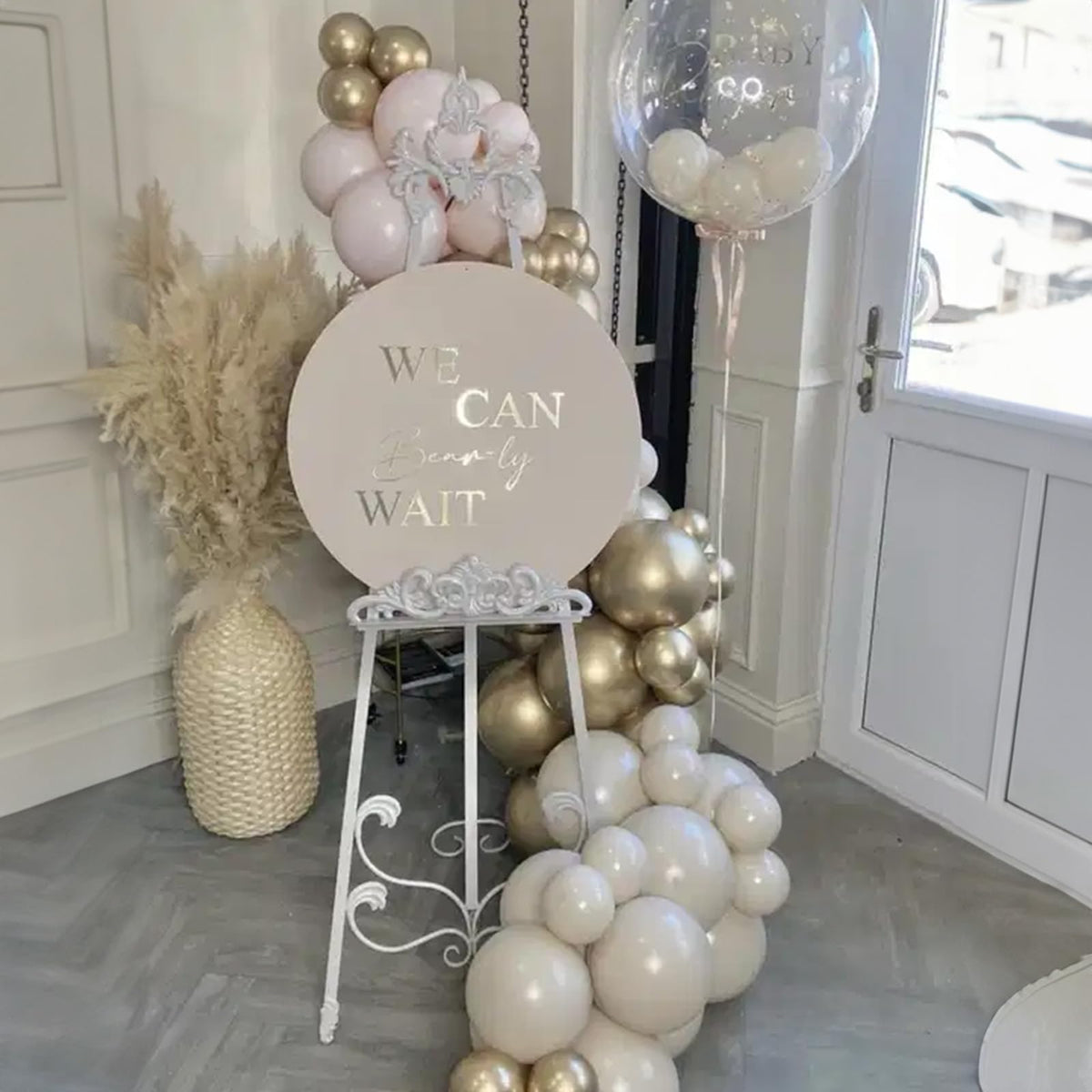 Togvu White & Gold Balloons – 12-Inch Beige Gold Metallic Latex for Boho Birthdays & Weddings