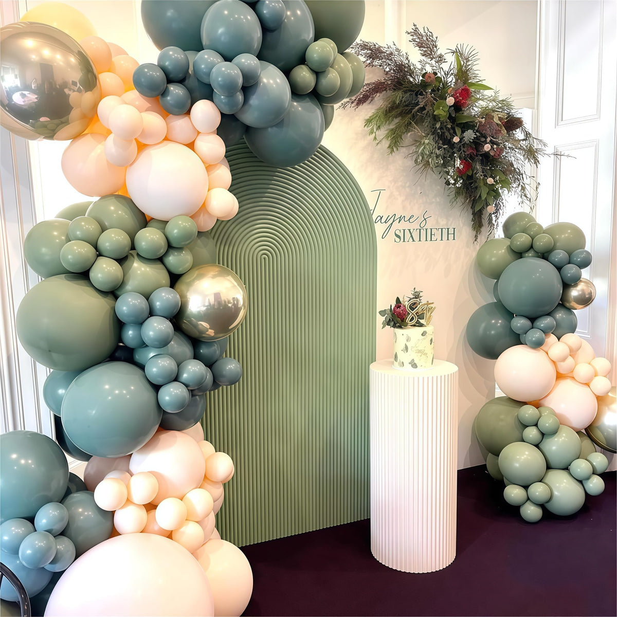 Togvu Dusty Sage Green & Slate Blue Gold Balloon Garland Kit – 107 Pcs for Boho Weddings & Parties