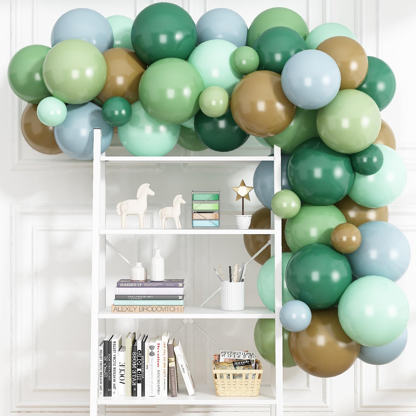 TOGVU Blue Green Brown Balloons 12in – Sage Green & Dusty Blue for Dinosaur Jungle Theme Birthdays & Baby Showers