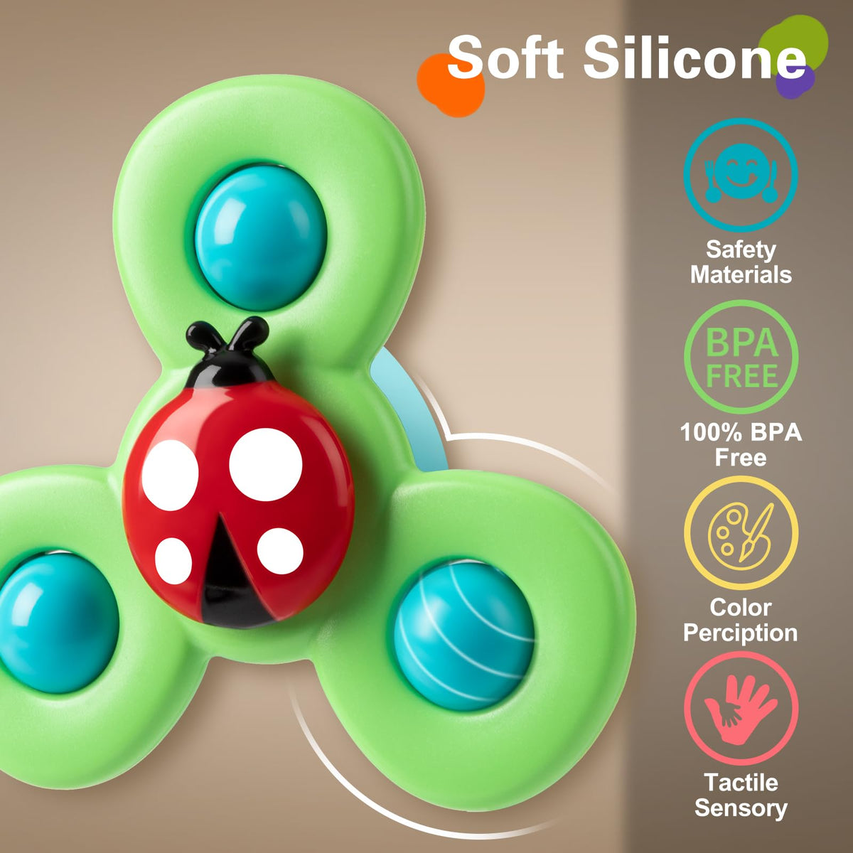 TOHIBEE 3-Piece Suction Cup Spinner Toys for Toddlers 12-18 Months
