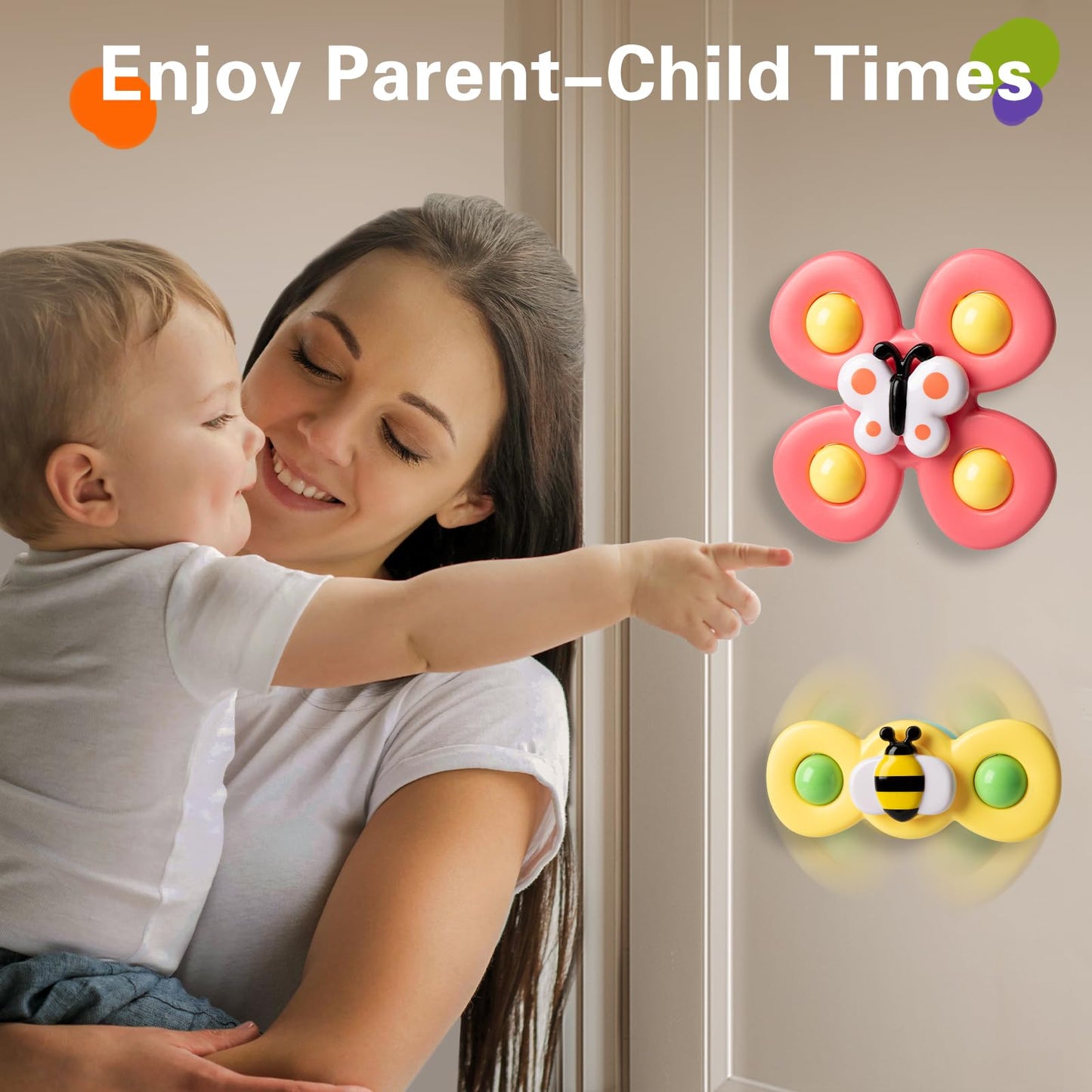 TOHIBEE 3-Piece Suction Cup Spinner Toys for Toddlers 12-18 Months
