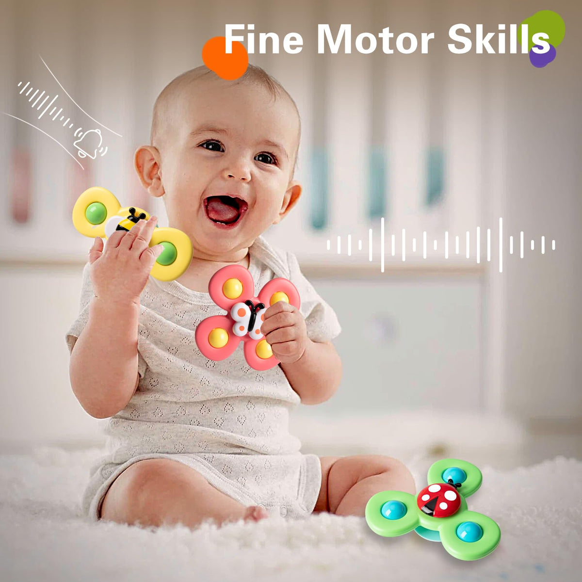 TOHIBEE 3-Piece Suction Cup Spinner Toys for Toddlers 12-18 Months