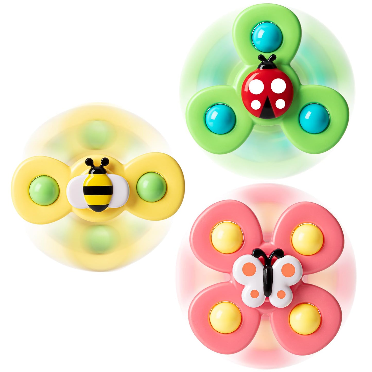 TOHIBEE 3-Piece Suction Cup Spinner Toys for Toddlers 12-18 Months