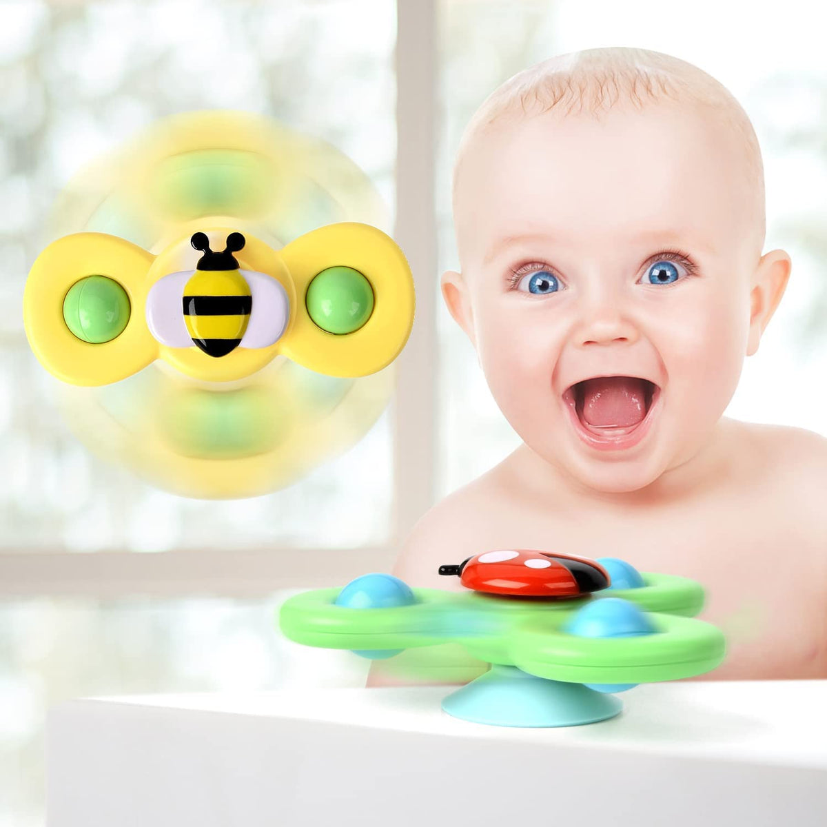 TOHIBEE 3-Piece Suction Cup Spinner Toys for Toddlers 12-18 Months
