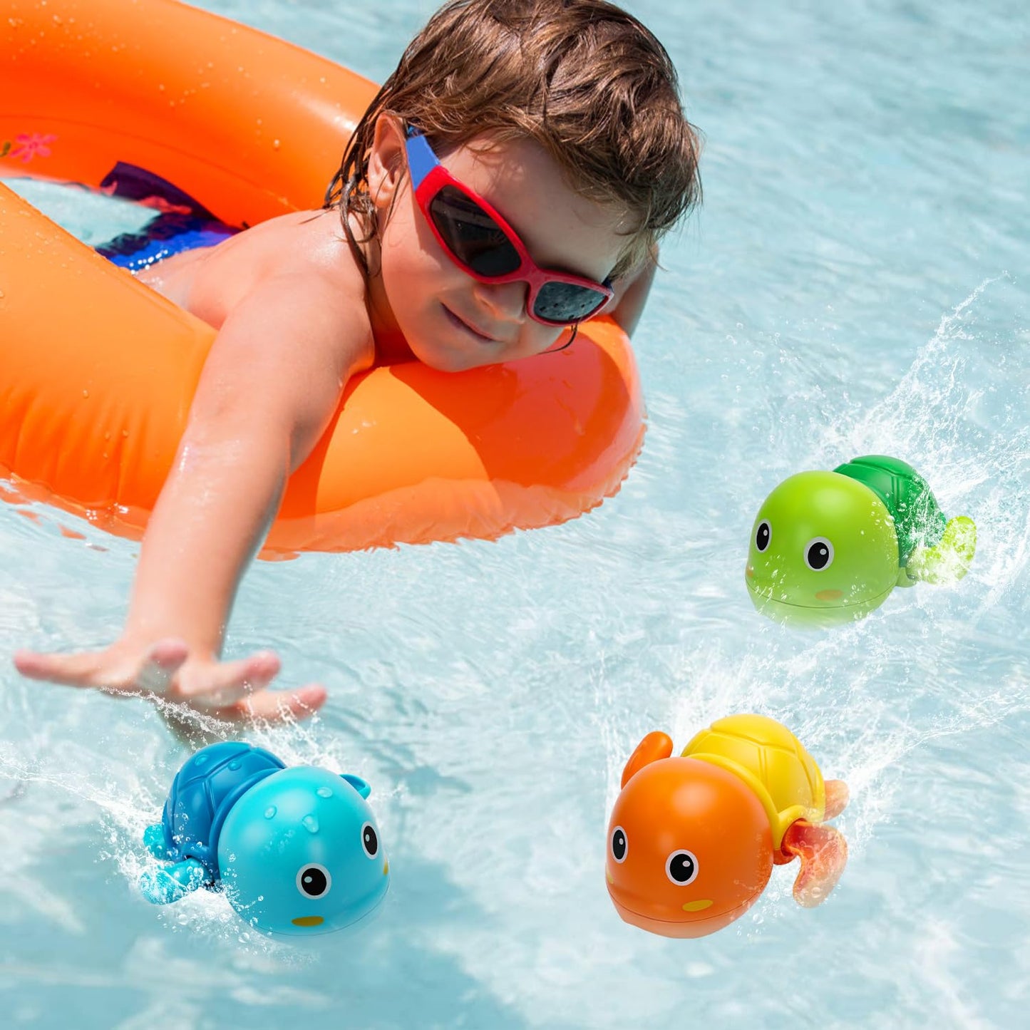TOHIBEE Bath Toys 3-Pack: Cute Floating Turtle Baby Bath Toys for Toddlers 1–3