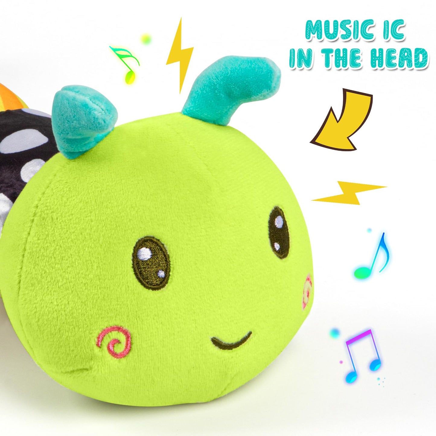 TOHIBEE 5-in-1 Musical Baby Caterpillar Toy – Tummy Time Fun for 0-18 Months