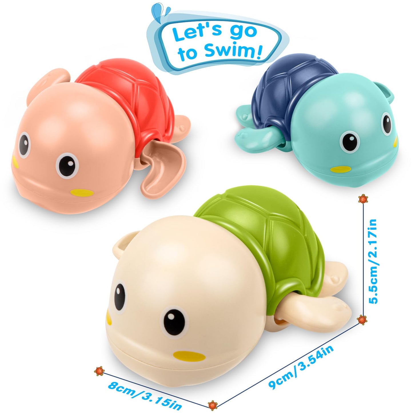 TOHIBEE Bath Toys for Toddlers 1-3 | Floating Wind-Up Turtle Bath Toys