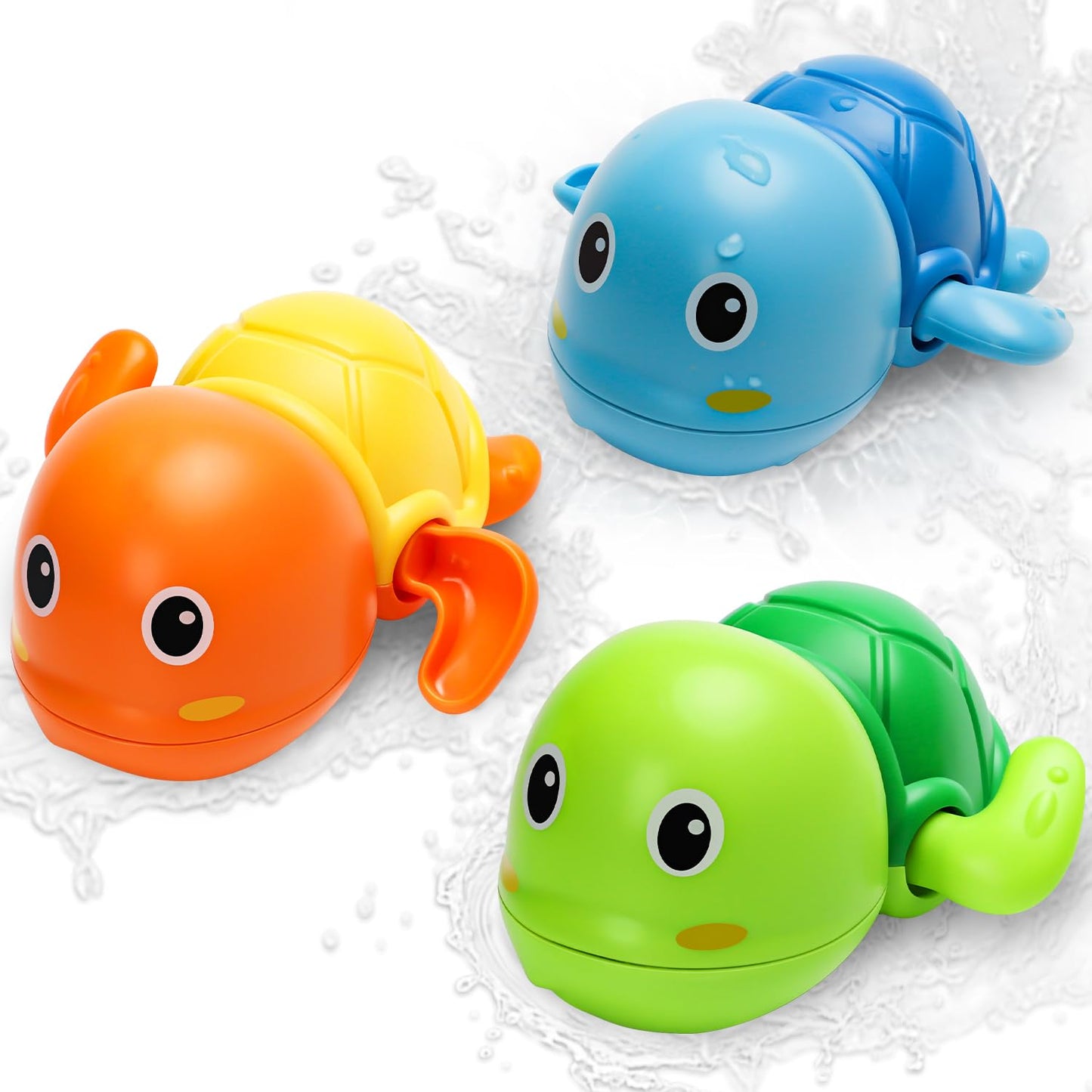 TOHIBEE Bath Toys 3-Pack: Cute Floating Turtle Baby Bath Toys for Toddlers 1–3