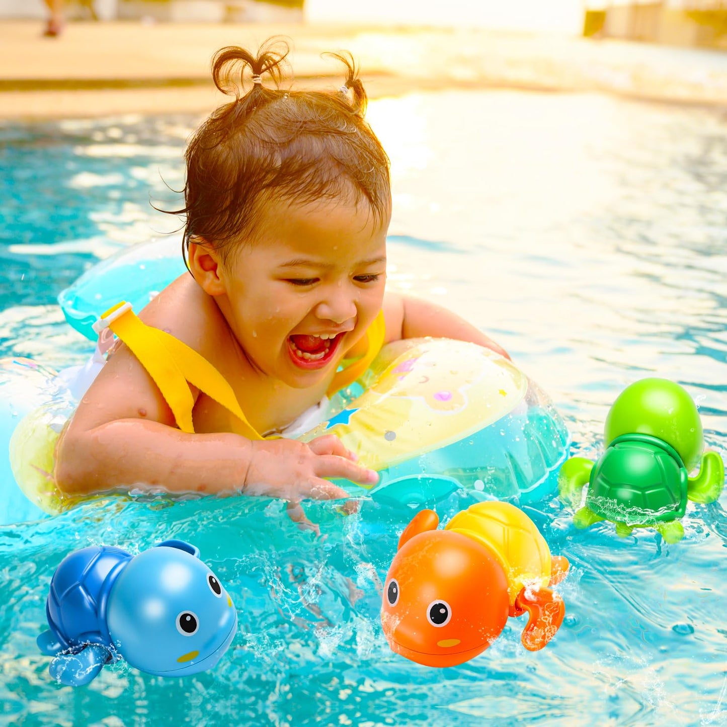 TOHIBEE Bath Toys 3-Pack: Cute Floating Turtle Baby Bath Toys for Toddlers 1–3