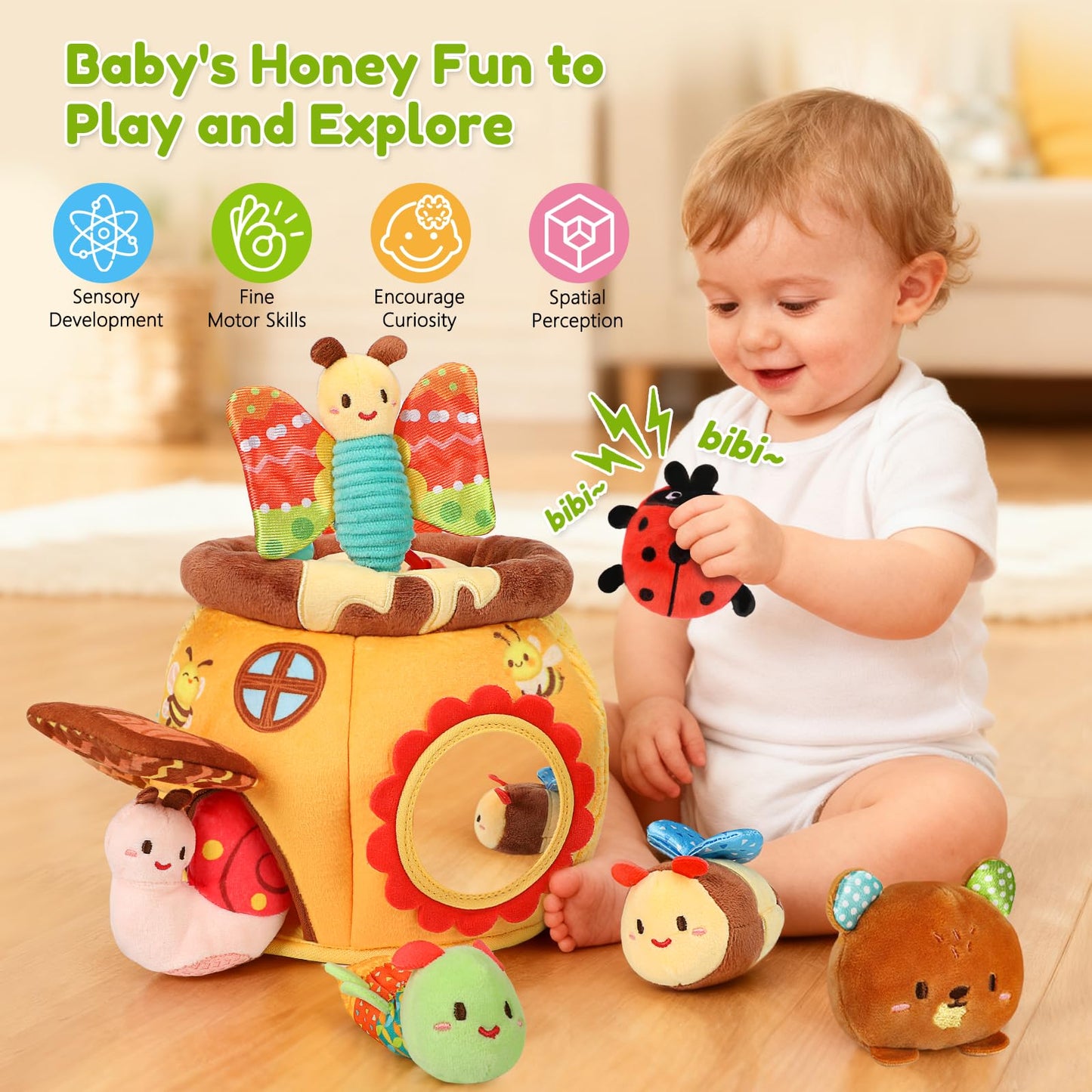 TOHIBEE Baby Toys 6-12 Months – Sensory Honey Pot with Animals