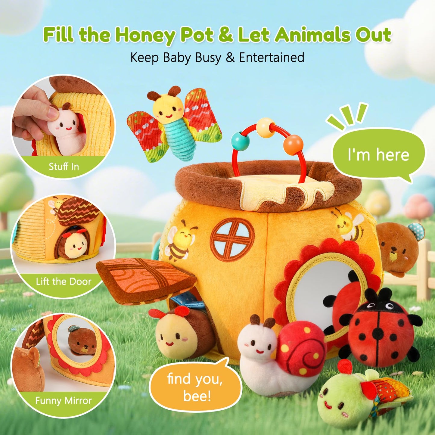 TOHIBEE Baby Toys 6-12 Months – Sensory Honey Pot with Animals