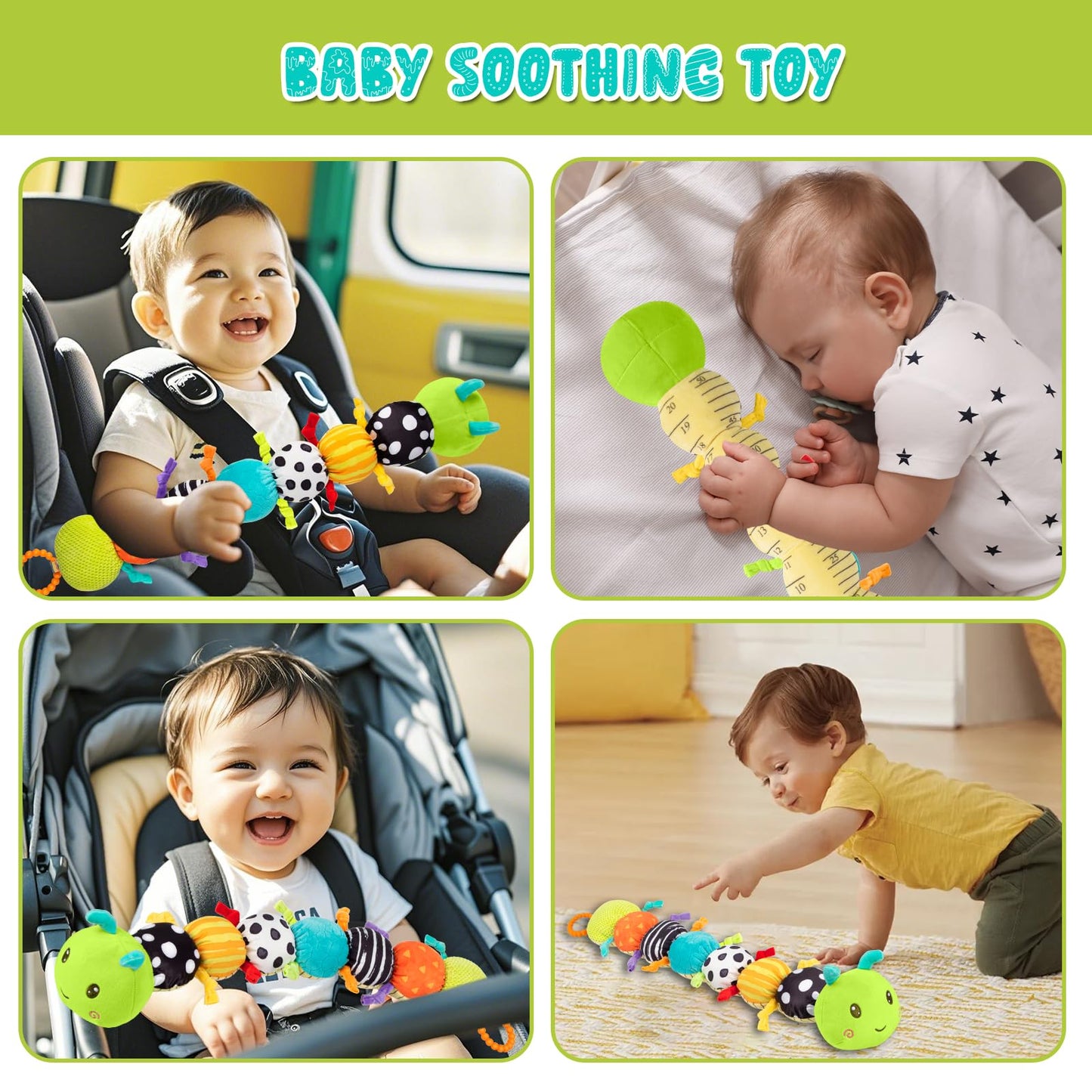 TOHIBEE 5-in-1 Musical Baby Caterpillar Toy – Tummy Time Fun for 0-18 Months