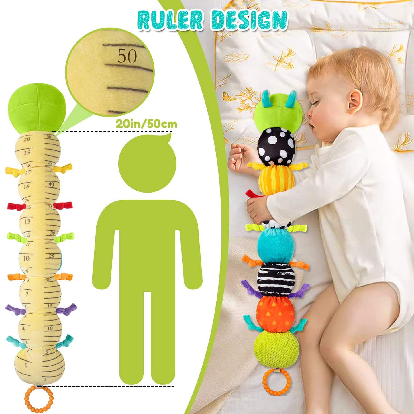 TOHIBEE 5-in-1 Musical Baby Caterpillar Toy – Tummy Time Fun for 0-18 Months