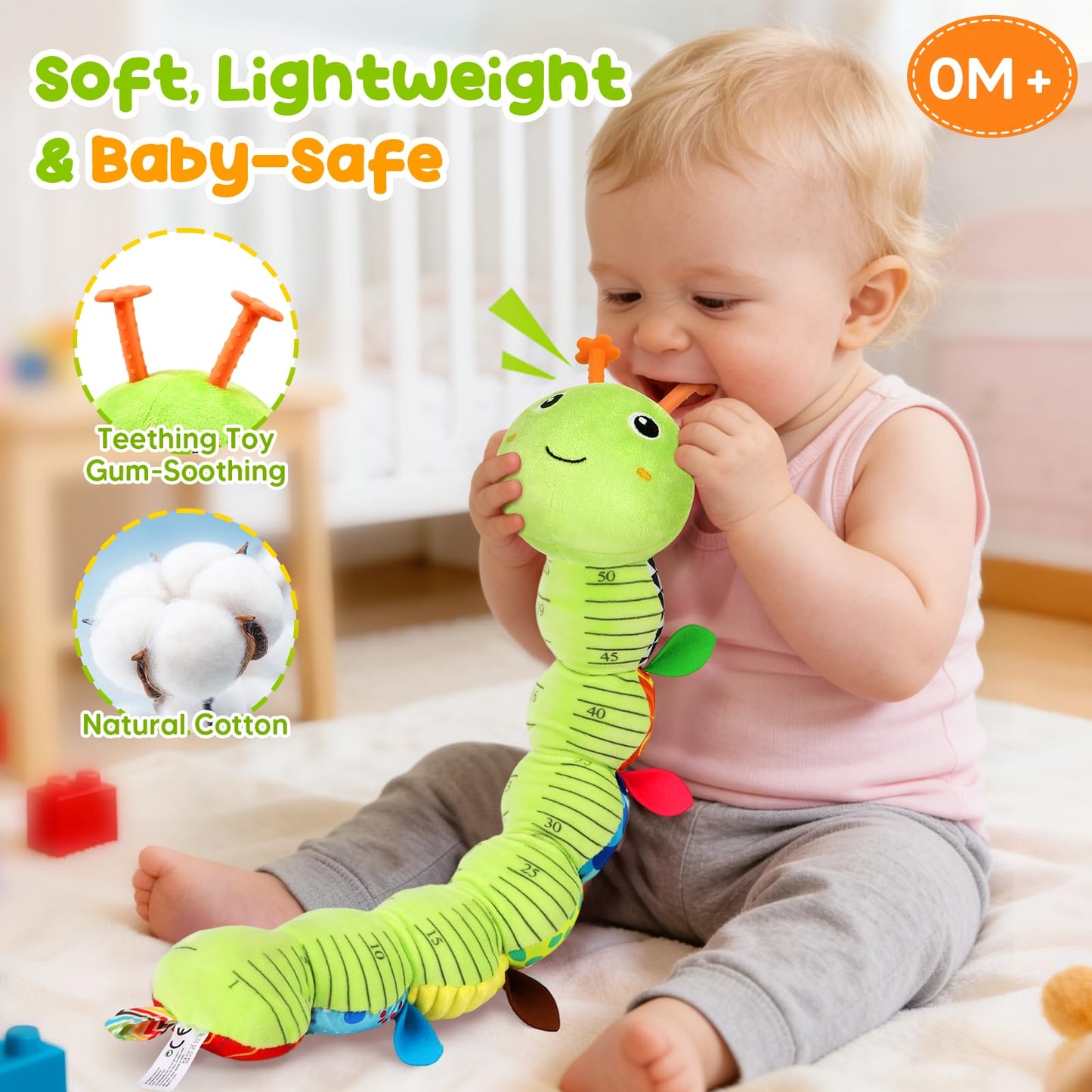 TOHIBEE Musical Caterpillar Baby Toy — 5-in-1 Plush for 0-12 Months, Tummy Time & Sensory Play