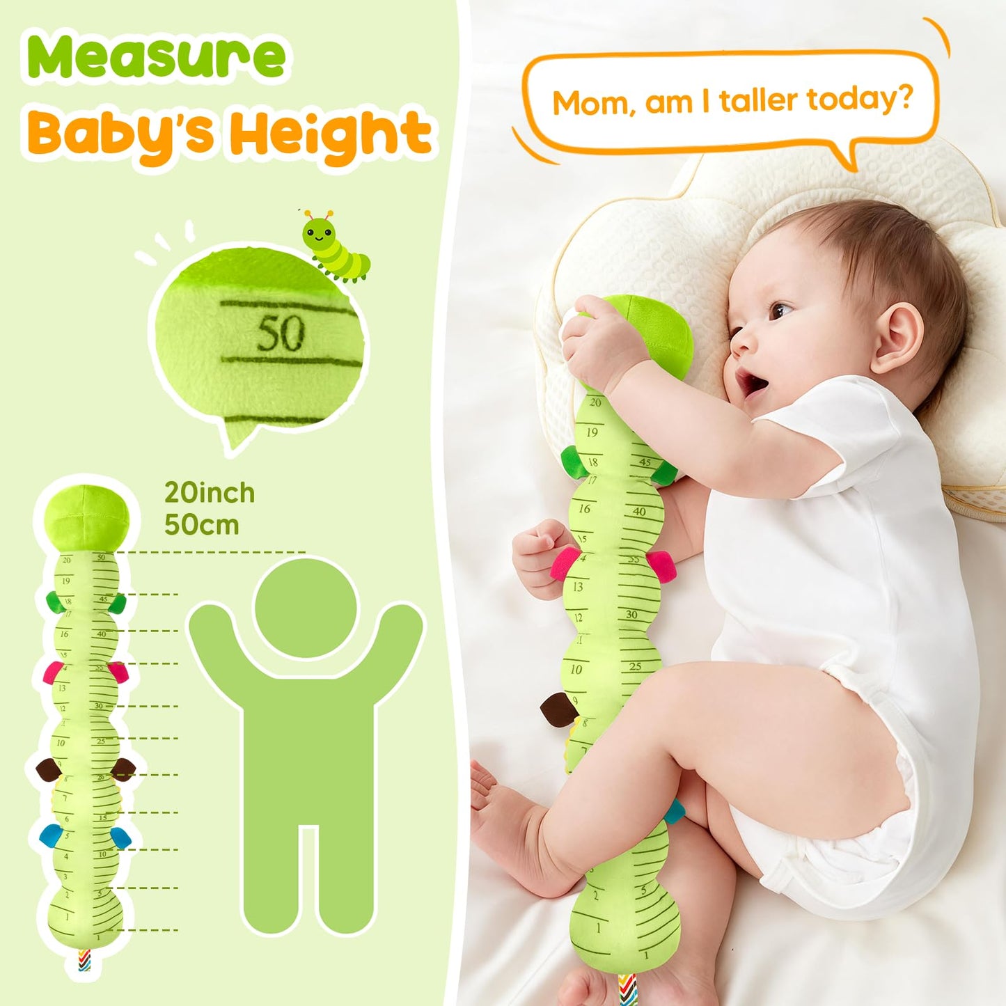 TOHIBEE Musical Caterpillar Baby Toy — 5-in-1 Plush for 0-12 Months, Tummy Time & Sensory Play