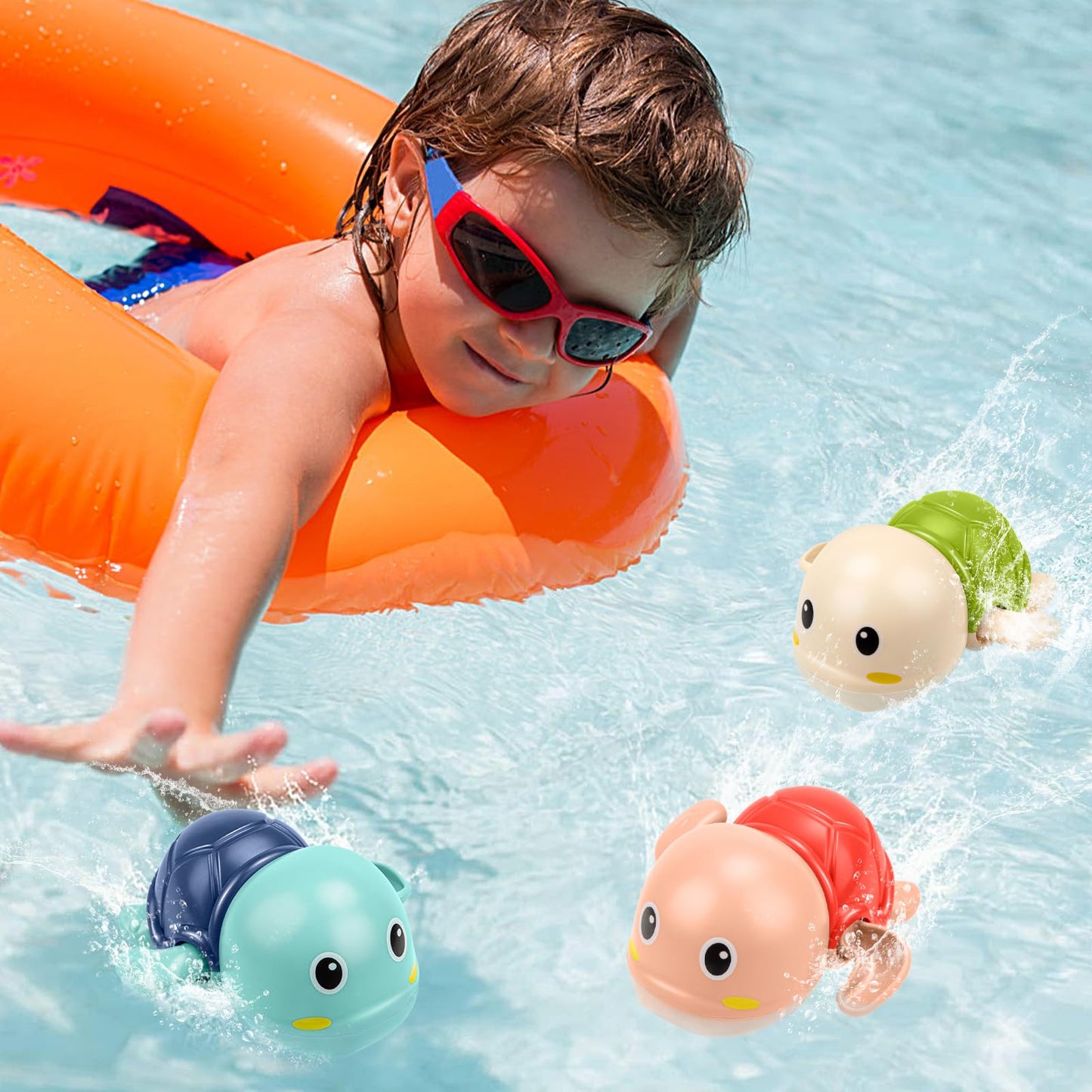 TOHIBEE Bath Toys for Toddlers 1-3 | Floating Wind-Up Turtle Bath Toys