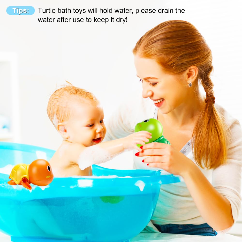 TOHIBEE Bath Toys 3-Pack: Cute Floating Turtle Baby Bath Toys for Toddlers 1–3