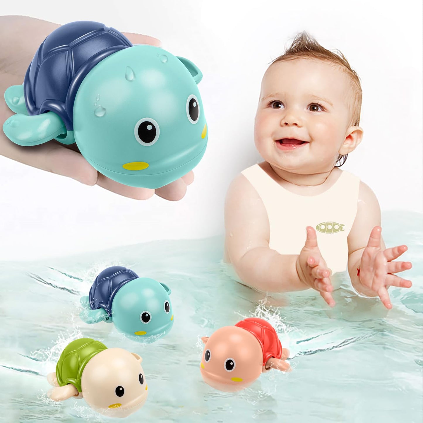 TOHIBEE Bath Toys for Toddlers 1-3 | Floating Wind-Up Turtle Bath Toys