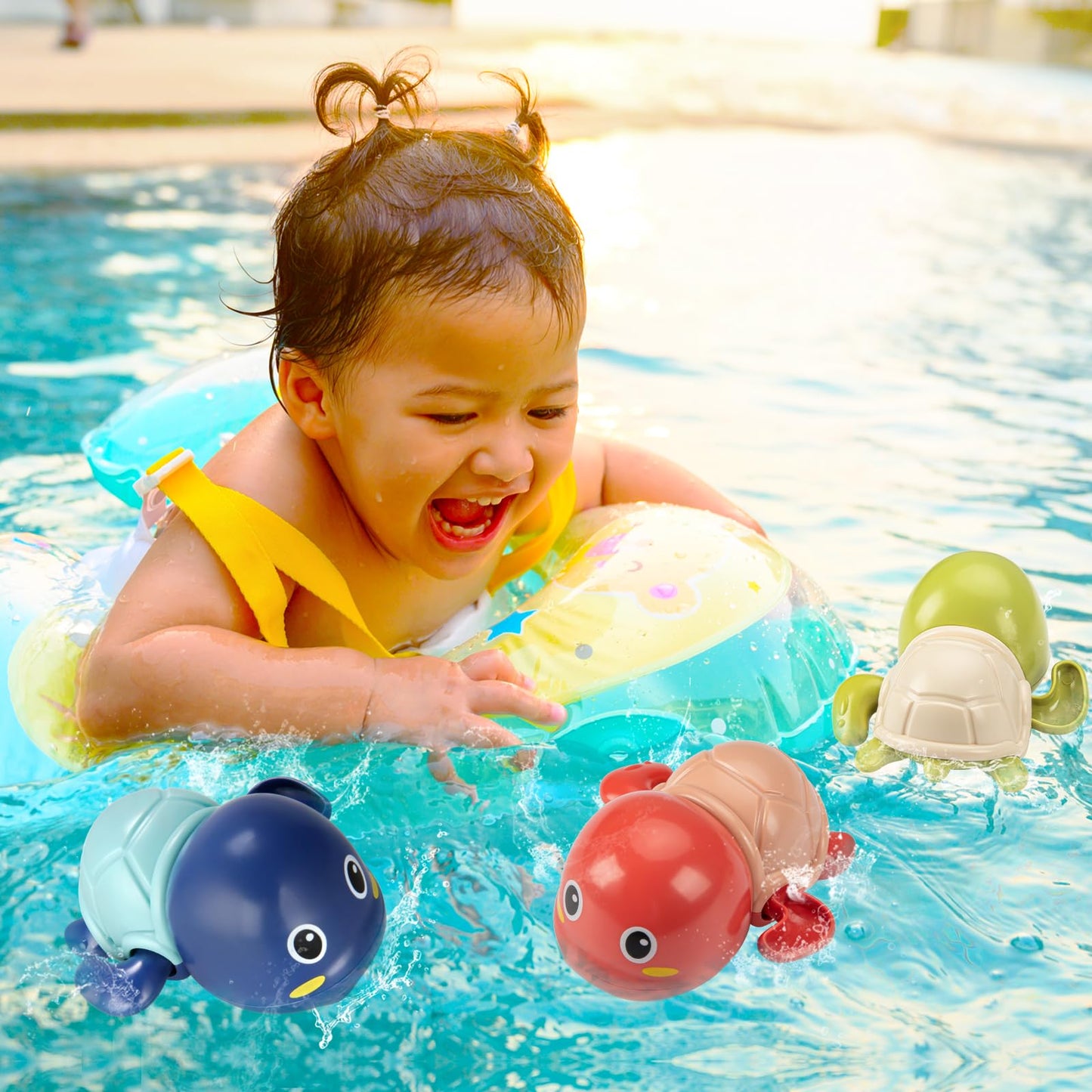 TOHIBEE Bath Toys 3-Pack: Cute Turtle Swim Toys for Toddlers 1-3