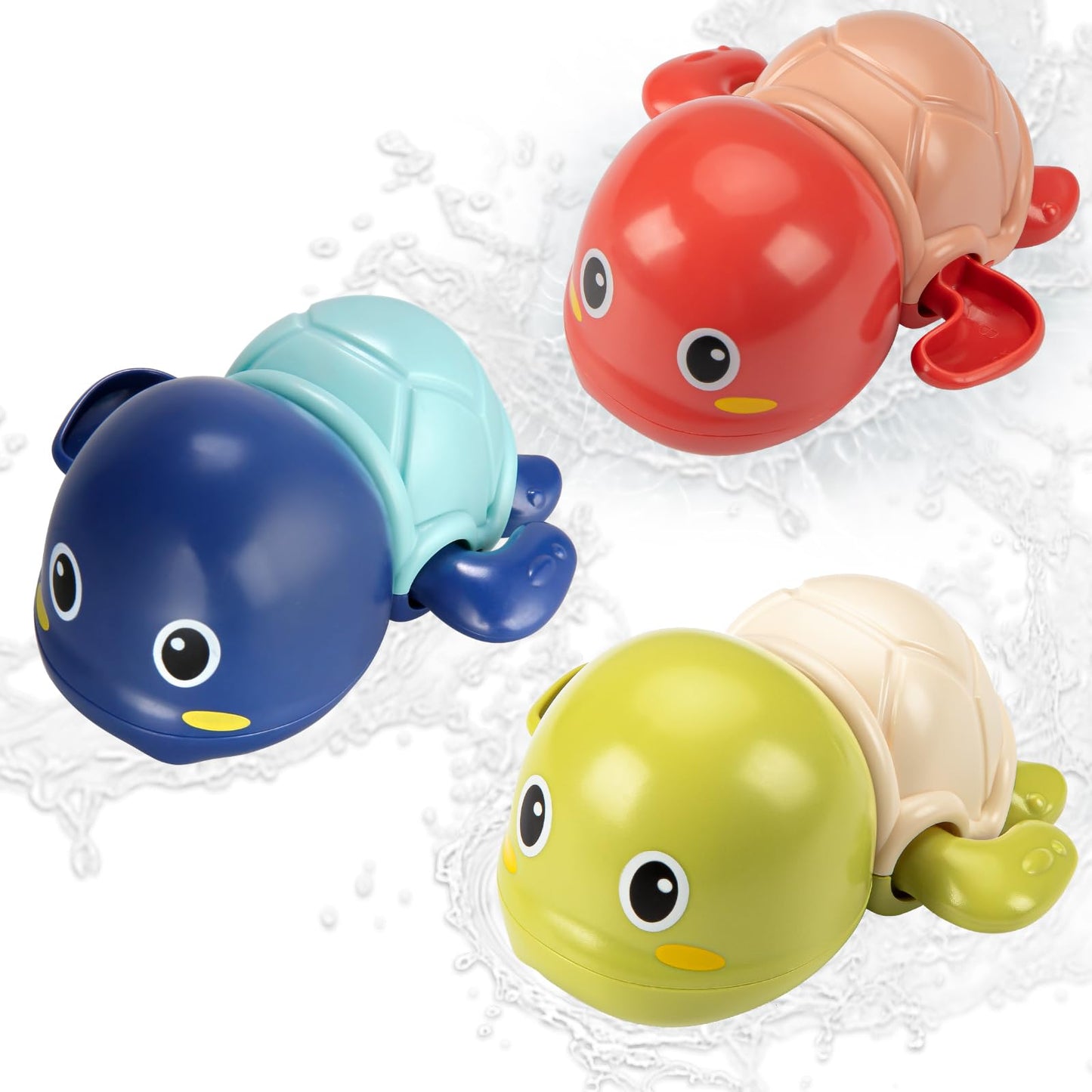 TOHIBEE Bath Toys 3-Pack: Cute Turtle Swim Toys for Toddlers 1-3