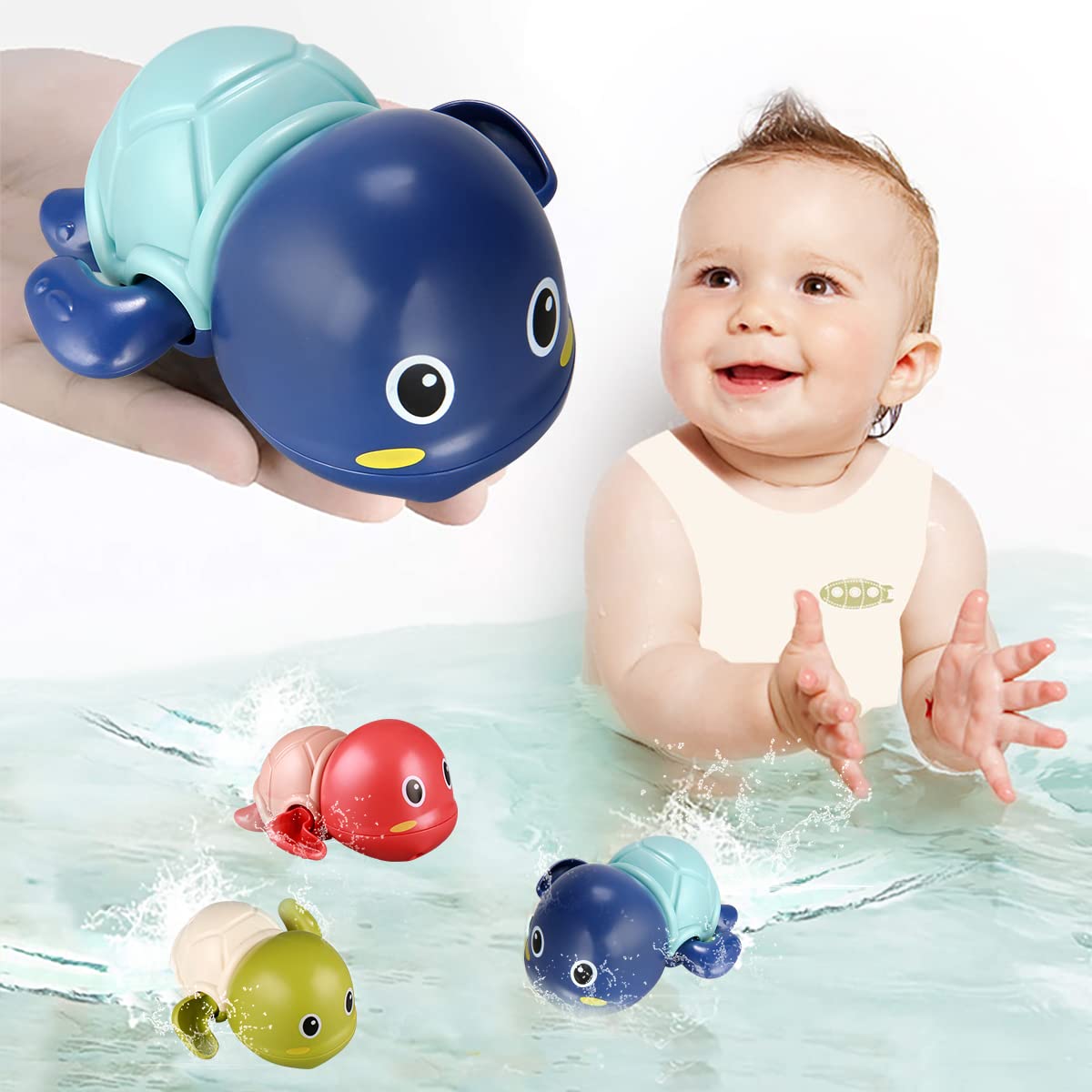TOHIBEE Bath Toys 3-Pack: Cute Turtle Swim Toys for Toddlers 1-3
