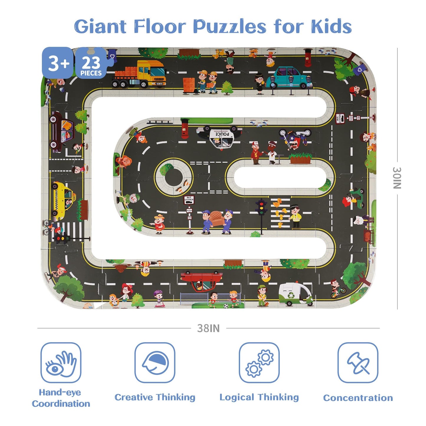 TOI Giant Floor Puzzle for Kids 3-5 | 2x3 ft Road, City & Railway Puzzles