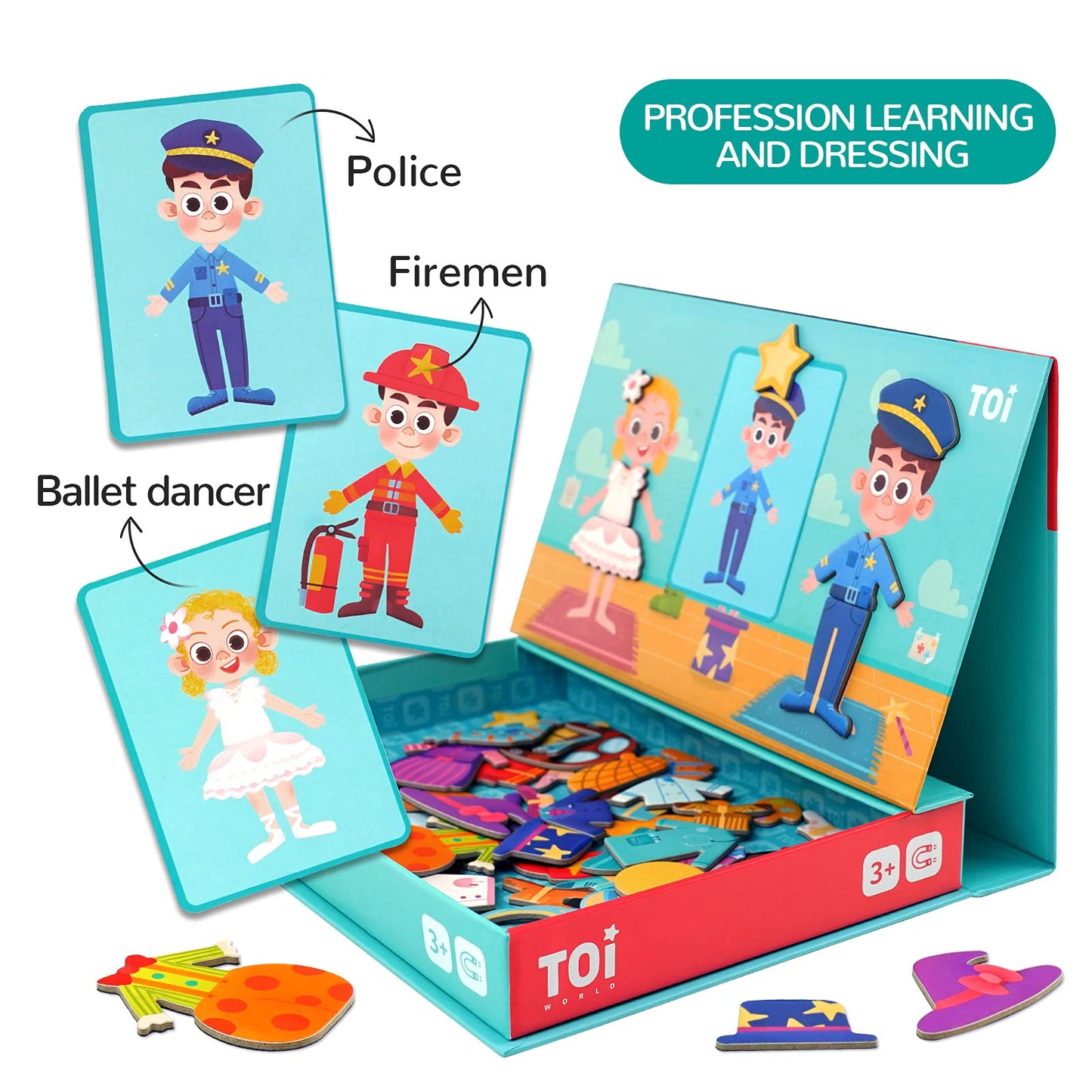 Toi Kids Magnetic Jigsaw Puzzle Boxes with Game Board – Educational Toy for Ages 3–8 | Portable Travel Set