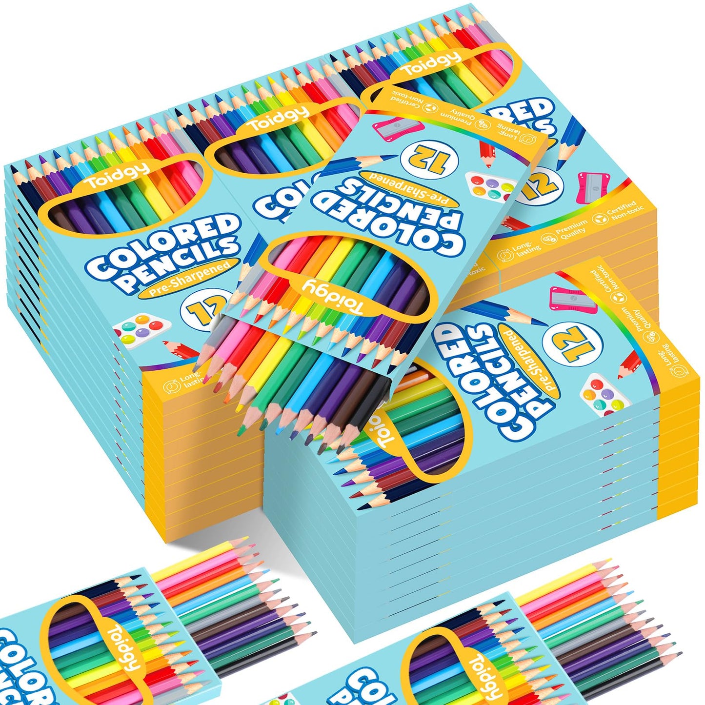 Toidgy 480-Count Colored Pencils Bulk – 40 Packs, 12 Colors, Pre-Sharpened
