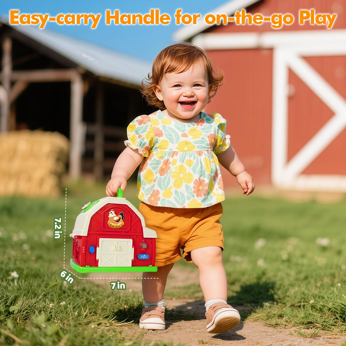 Toidgy Montessori Farm Toys for Toddlers 1-3 | Sound & Light Barn with Shape Sorting