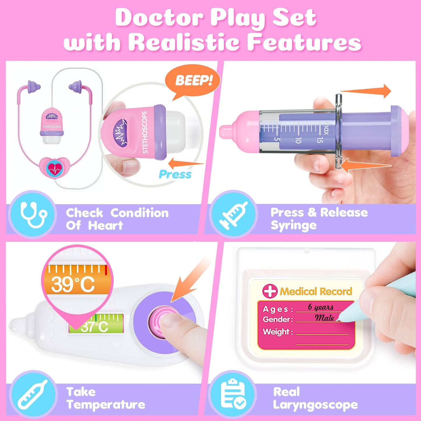 Toidgy Doctor Kit for Girls – Interactive Tablet & Pretend Playset for Ages 1-3