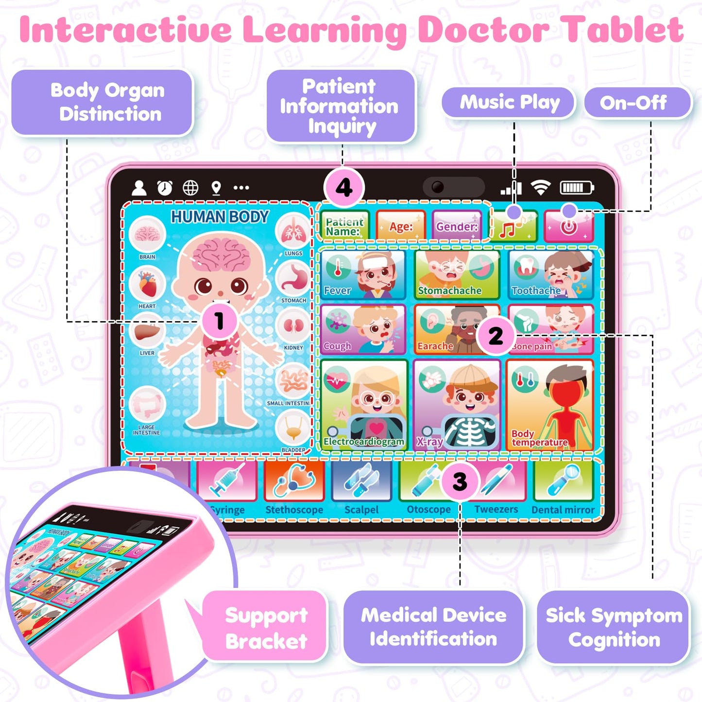 Toidgy Doctor Kit for Girls – Interactive Tablet & Pretend Playset for Ages 1-3