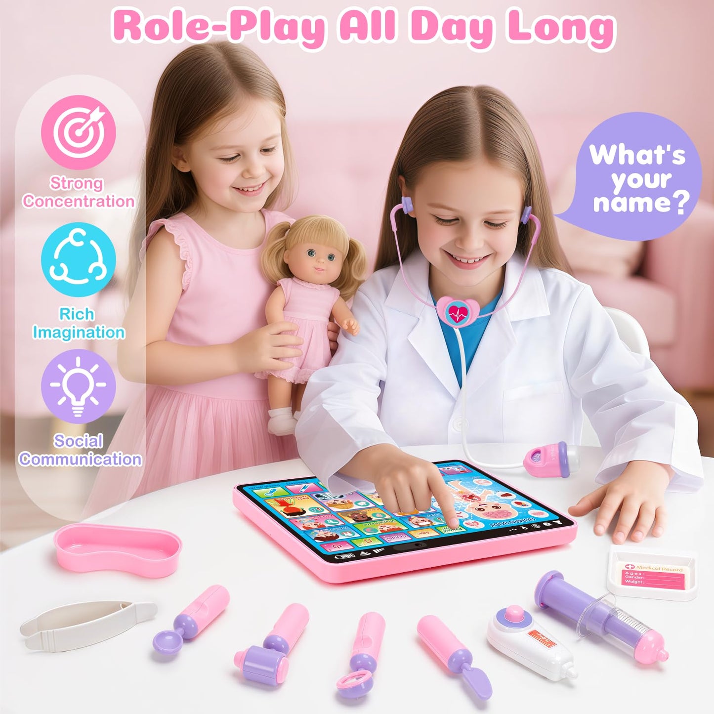 Toidgy Doctor Kit for Girls – Interactive Tablet & Pretend Playset for Ages 1-3