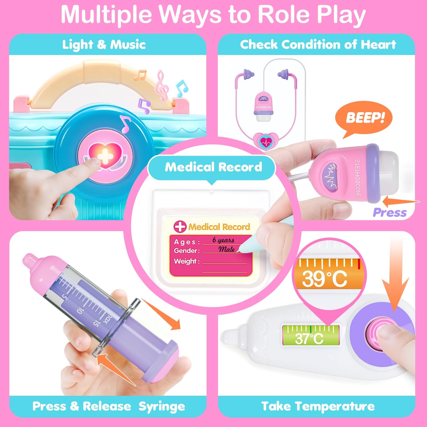 Toidgy Doctor Kit for Toddlers 1-3 — Realistic Doctor Role Play Set with Carrying Case