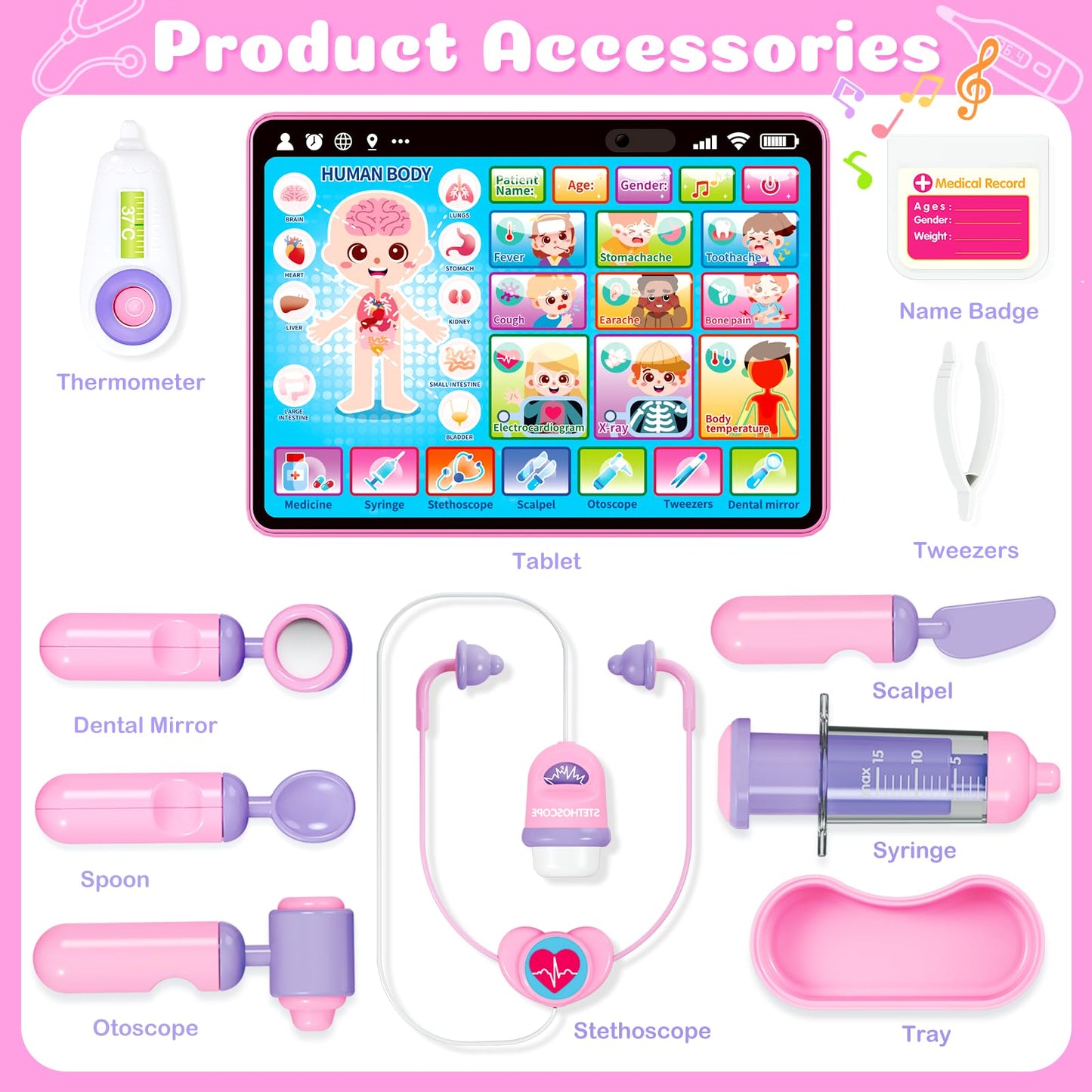 Toidgy Doctor Kit for Girls – Interactive Tablet & Pretend Playset for Ages 1-3