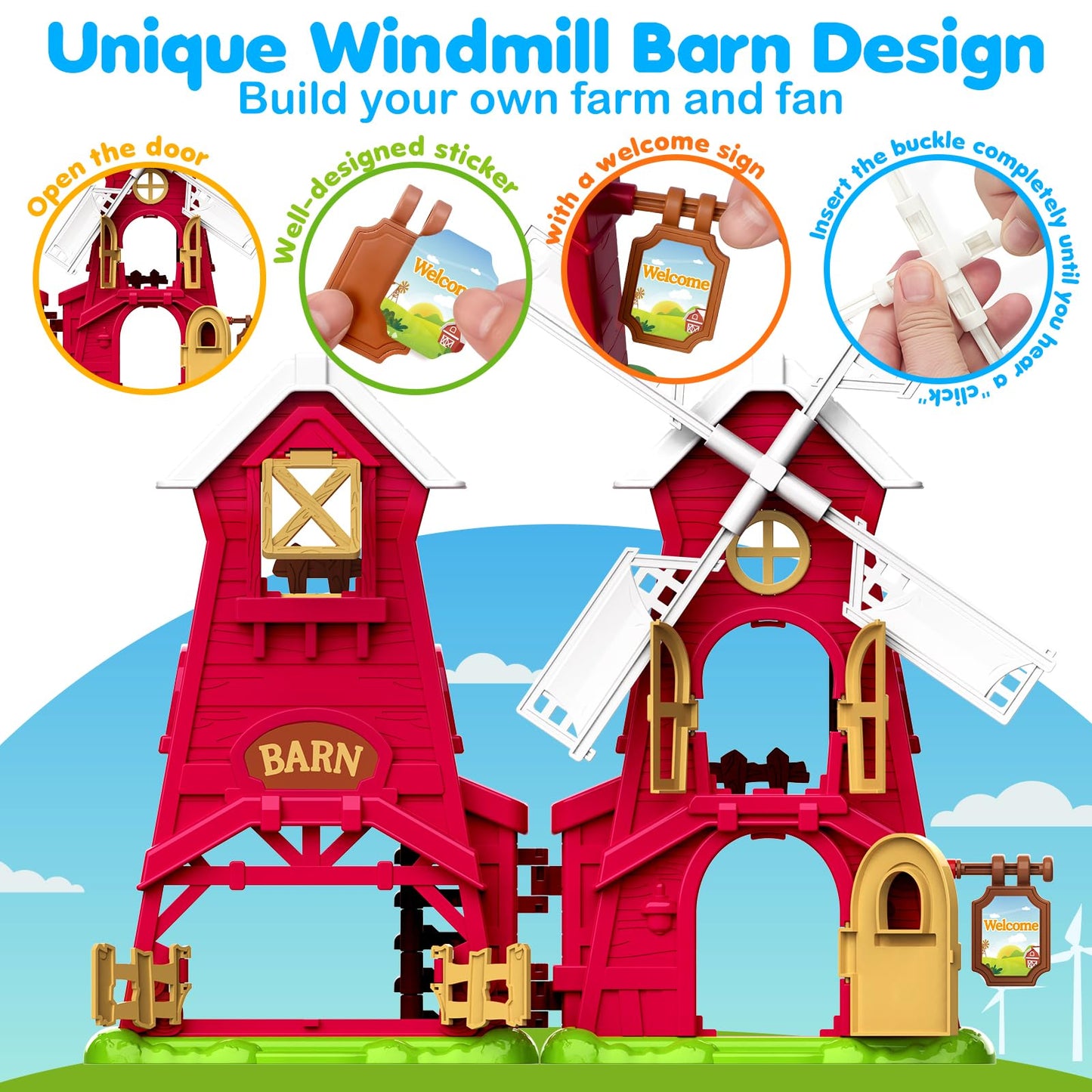 Toidgy Farm Animals Barn Toys for Toddlers – Montessori Playset