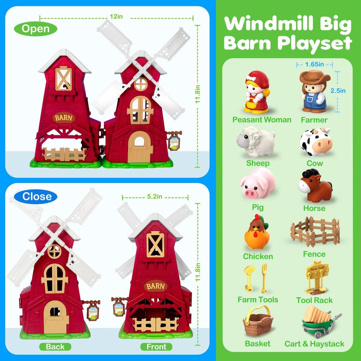 Toidgy Farm Animals Barn Toys for Toddlers – Montessori Playset