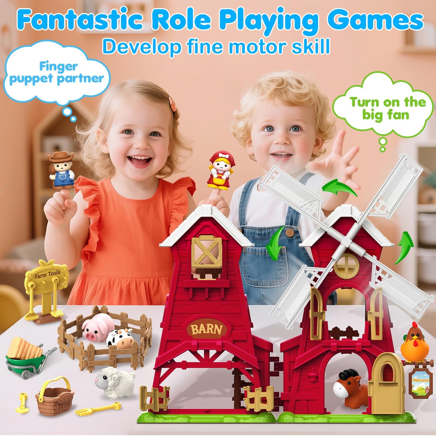 Toidgy Farm Animals Barn Toys for Toddlers – Montessori Playset
